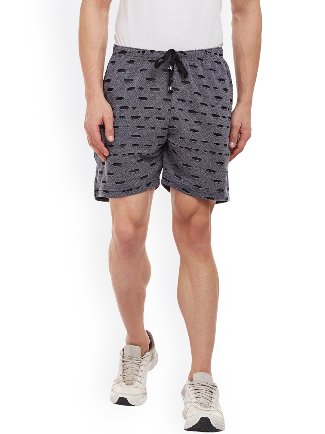 

MACK JONNEY Men Black Self Design Regular Fit Regular Shorts