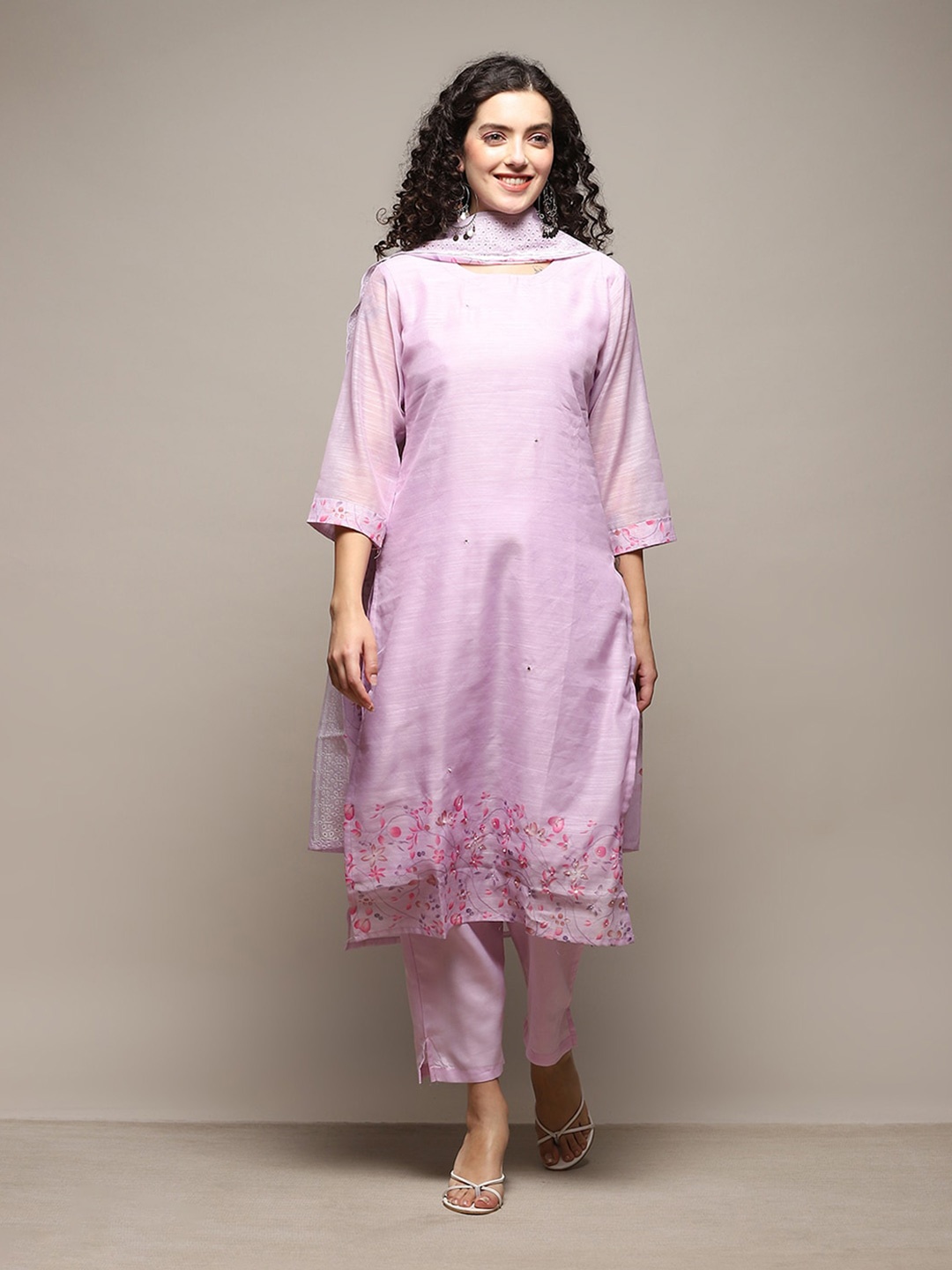

Biba Floral Printed Unstitched Dress Material, Purple