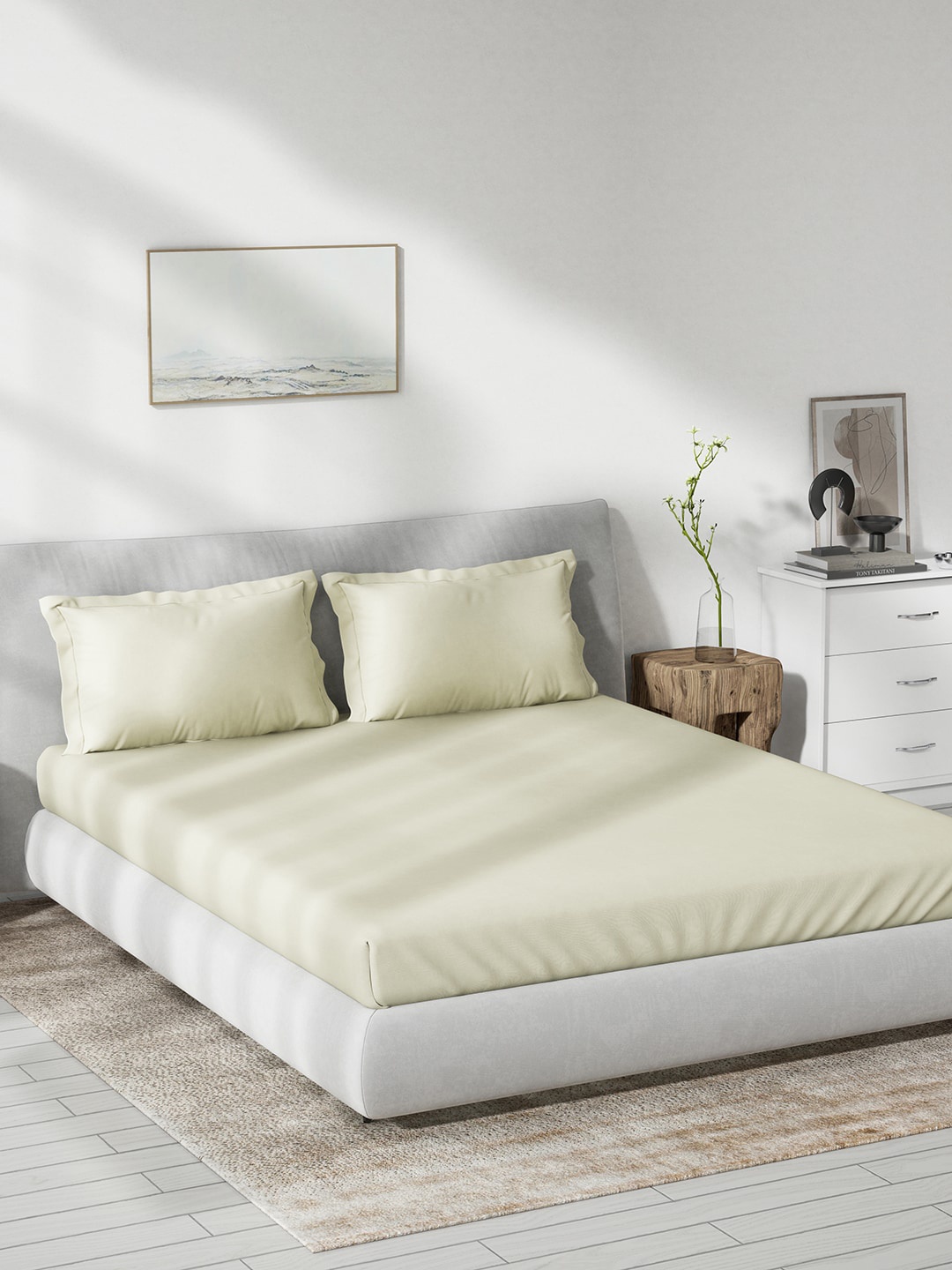 

DDecor Beige Cotton 180 TC King Bedsheet With 2 Pillow Covers