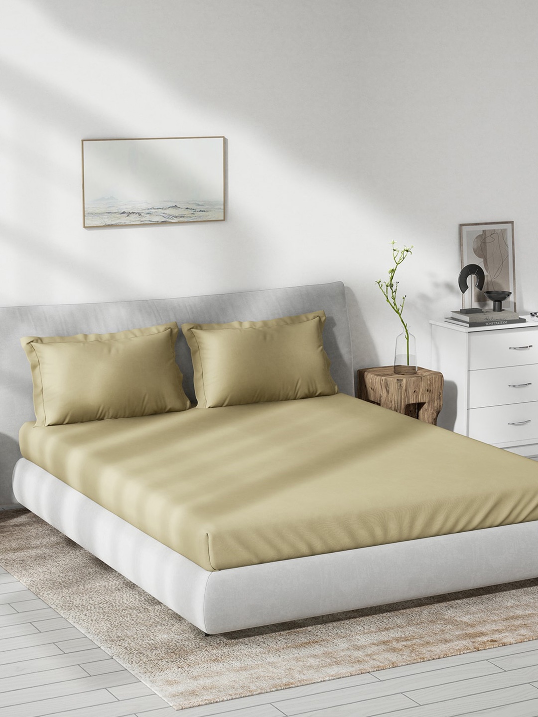 

DDecor Beige Cotton 180 TC King Bedsheet With 2 Pillow Covers