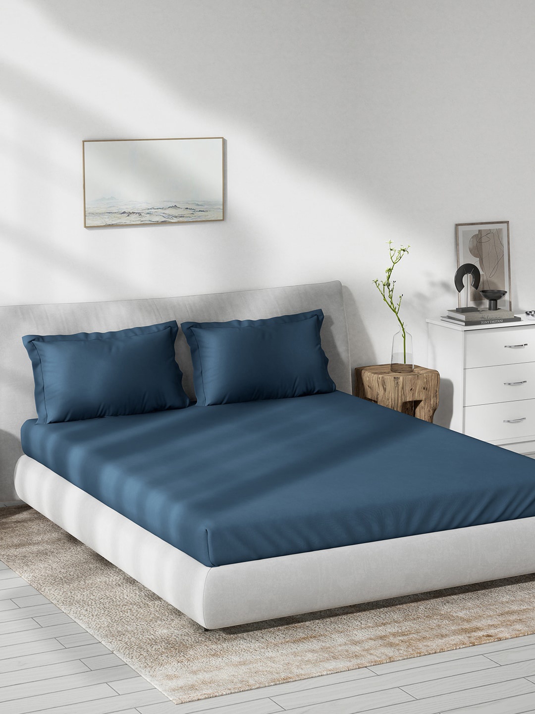 

DDecor Live Beautiful Blue Cotton 180 TC King Bedsheet with 2 Pillow Covers