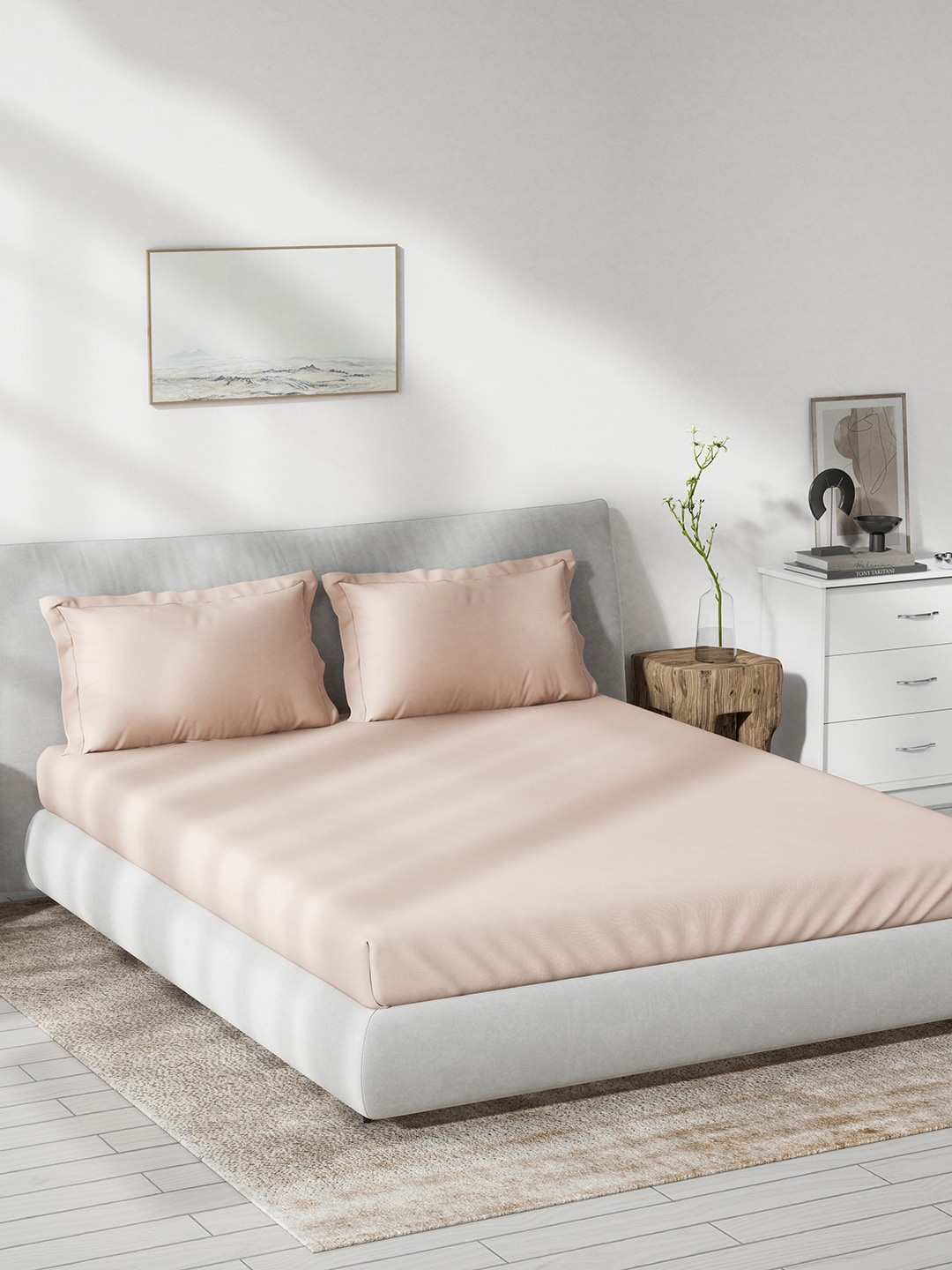 

DDecor Live Beautiful Pink Cotton 180 TC King Bedsheet with 2 Pillow Covers