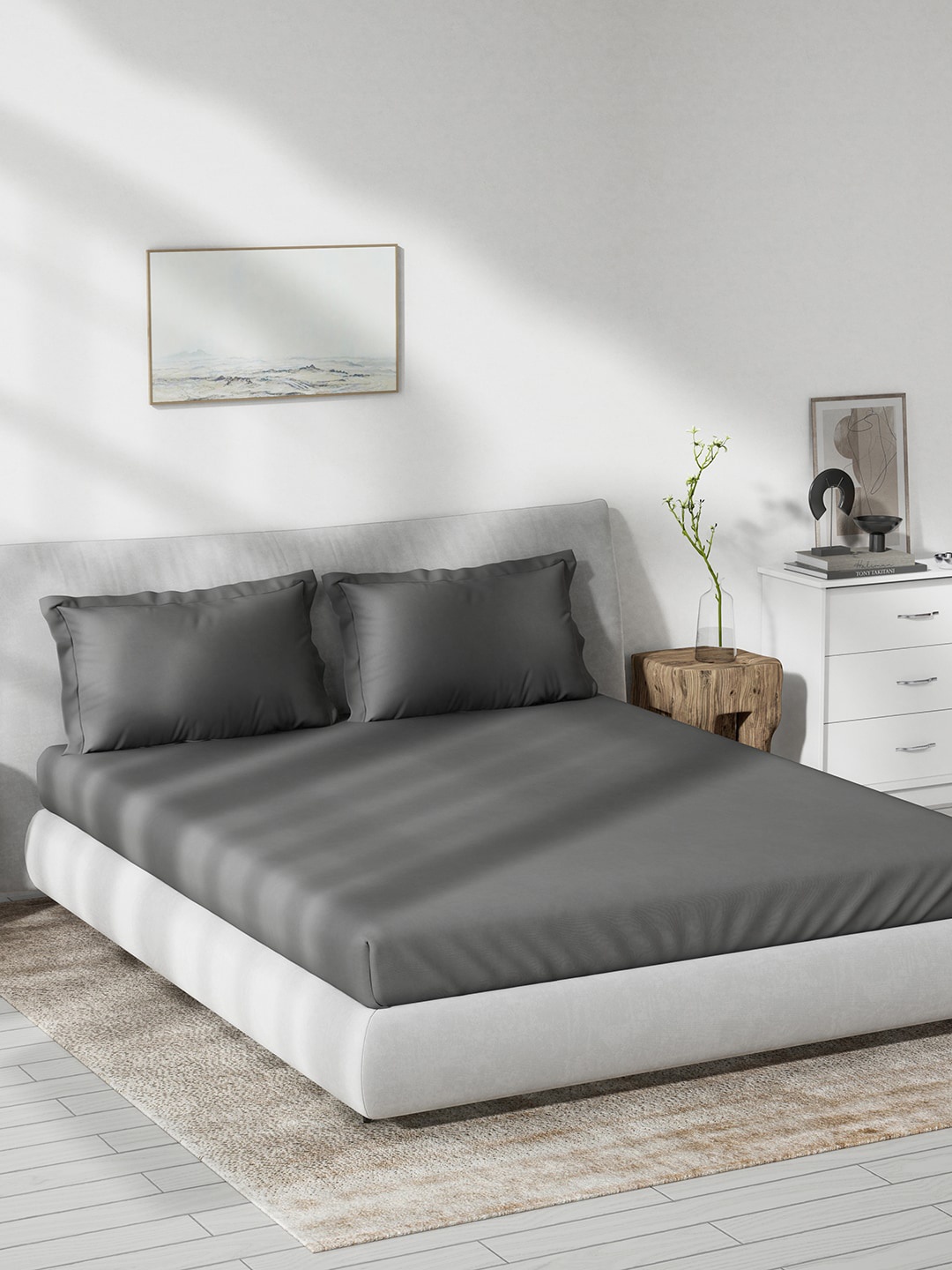 

DDecor Live Beautiful Grey Cotton 180 TC King Bedsheet with 2 Pillow Covers
