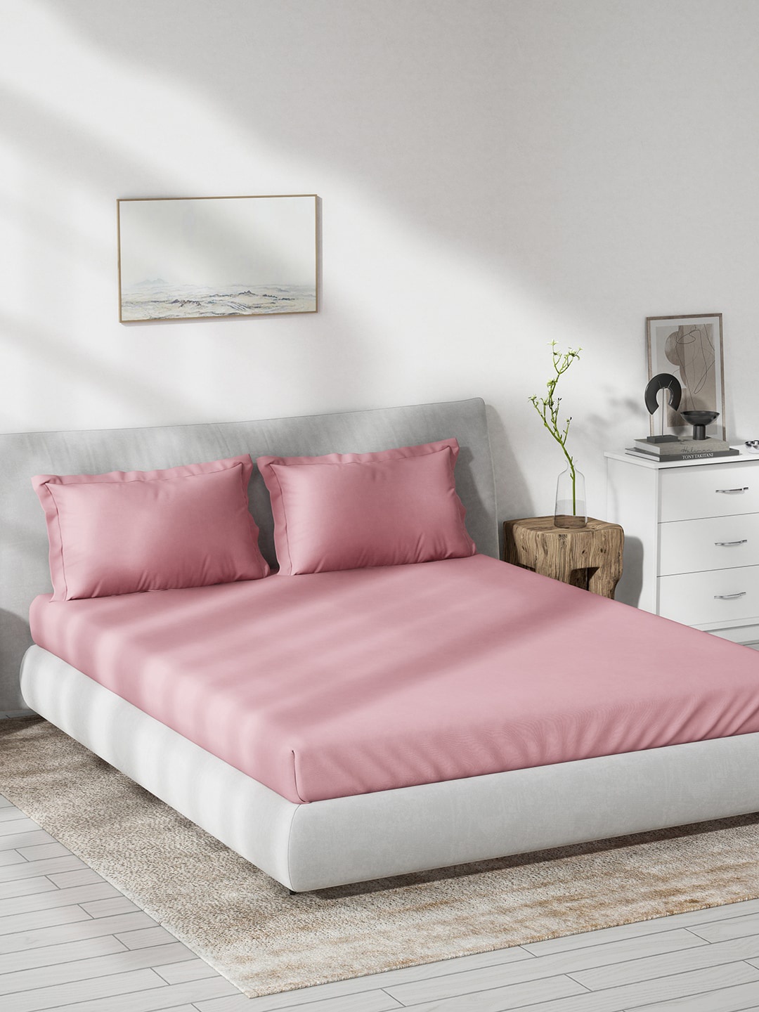 

DDecor Pink Cotton 180 TC King Bedsheet With 2 Pillow Covers