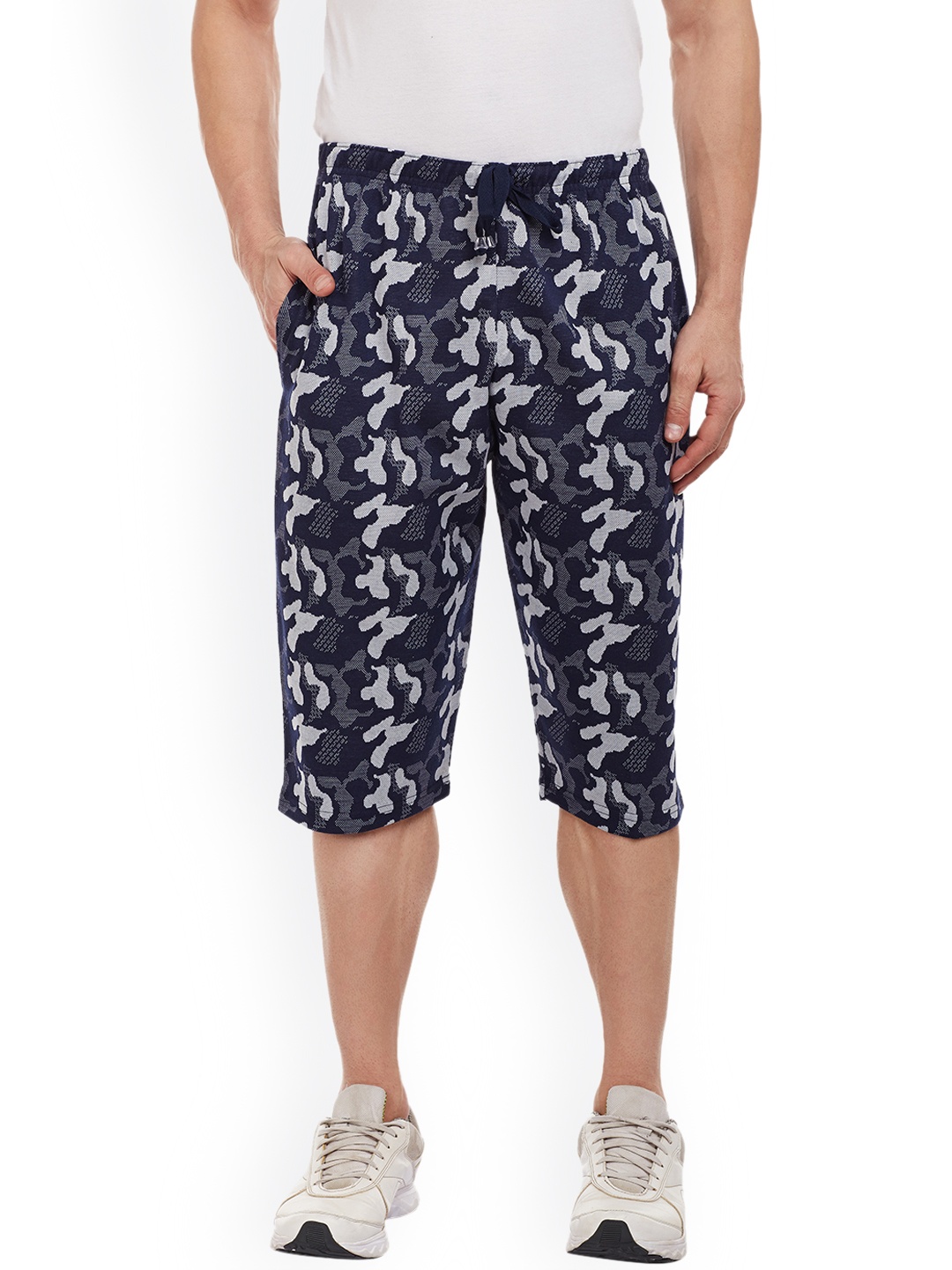 

VIMAL Men Navy Blue Self Design Regular Fit Regular Shorts