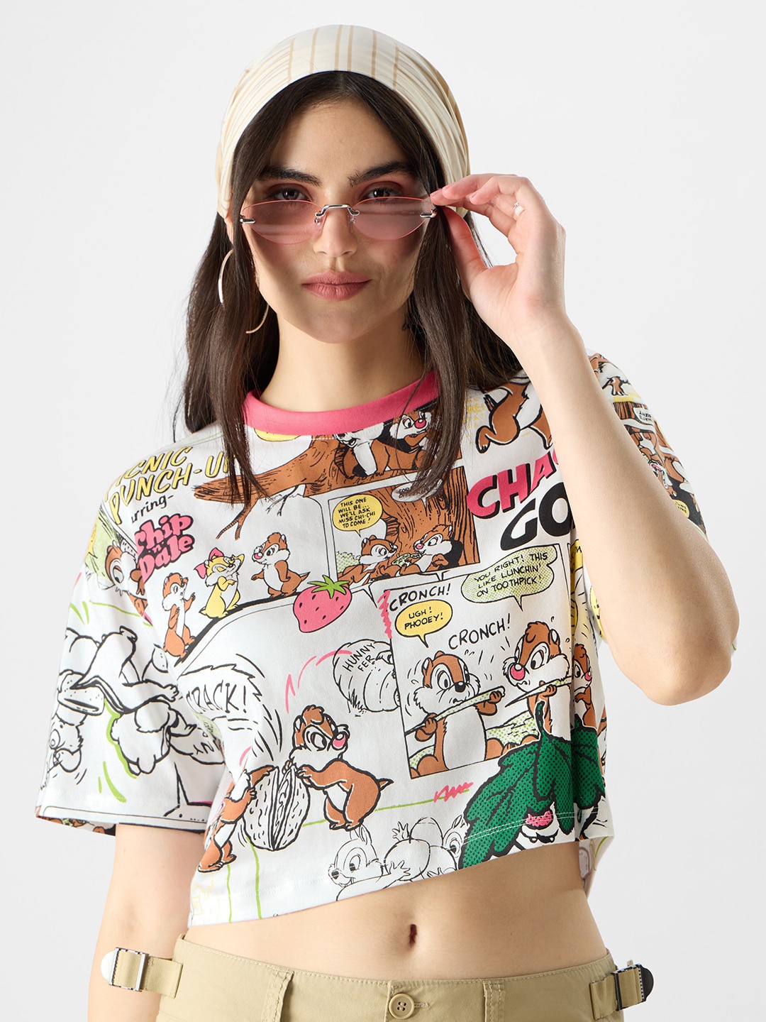 

The Souled Store Graphic Printed Pure Cotton Crop T-Shirt, White