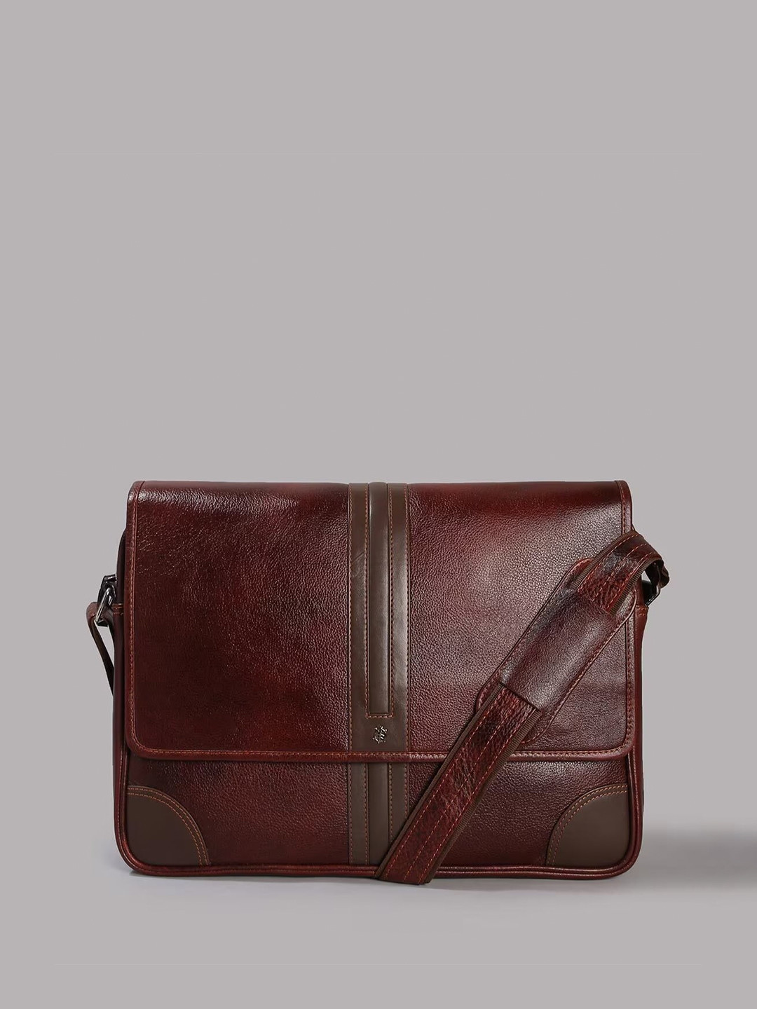 

Tortoise Unisex Textured Leather Messenger Bag, Brown