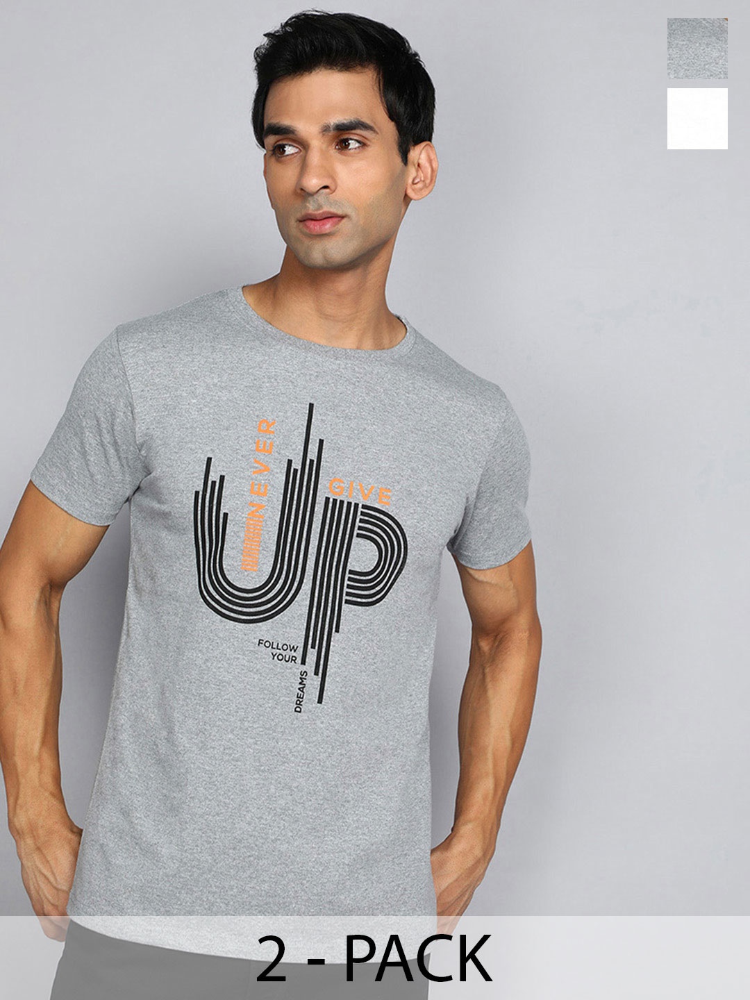 Luke & Lilly Men Multicoloured 2 Printed Applique T-shirt, Multi