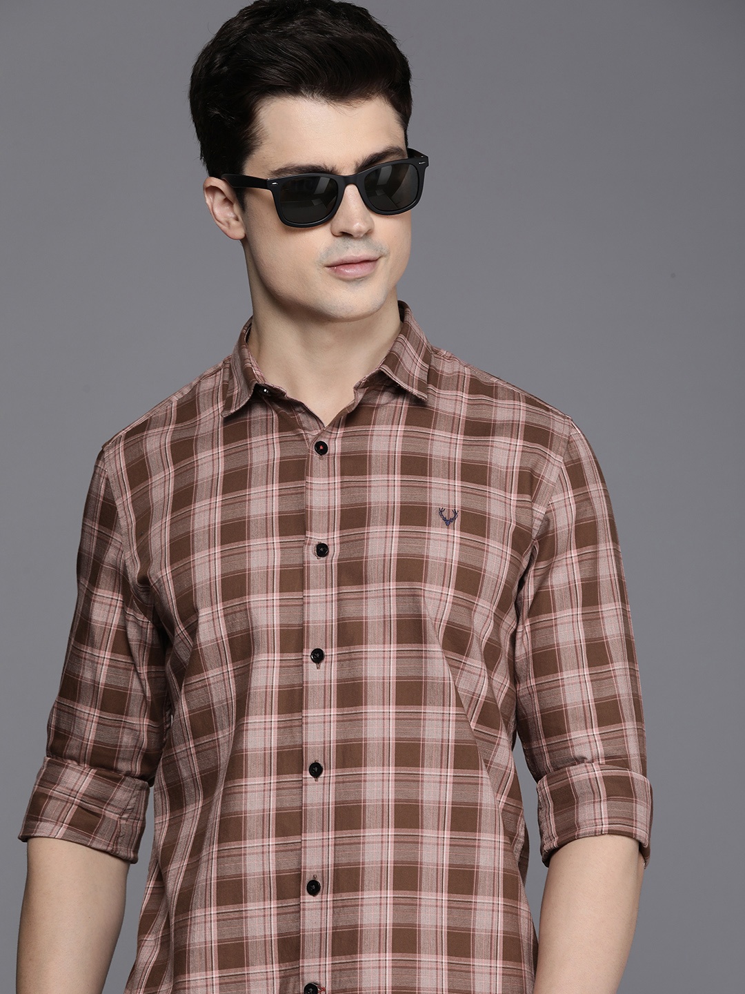 

Allen Solly Sport Slim Fit Opaque Checked Casual Shirt, Brown