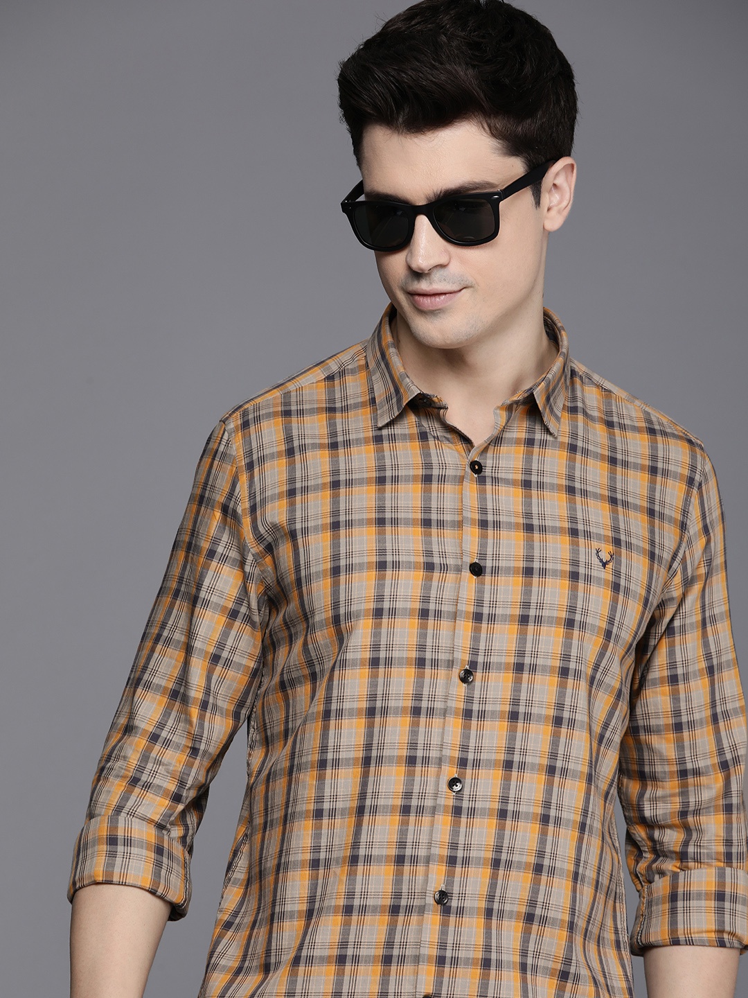 

Allen Solly Sport Slim Fit Opaque Checked Casual Shirt, Yellow