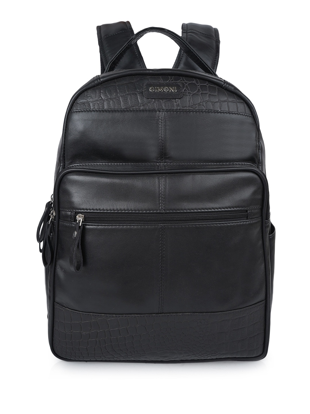 

CIMONI Unisex Textured Water Resistant Leather Backpack, Black