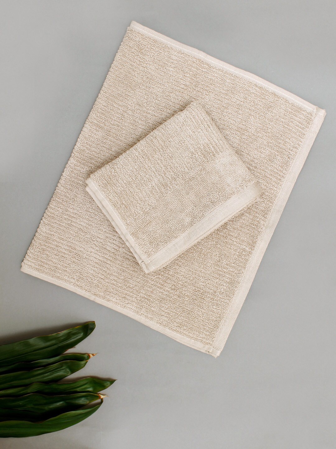 

AVI Living Ribbed Beige 2-Pieces 400 GSM Pure Cotton Hand Towels