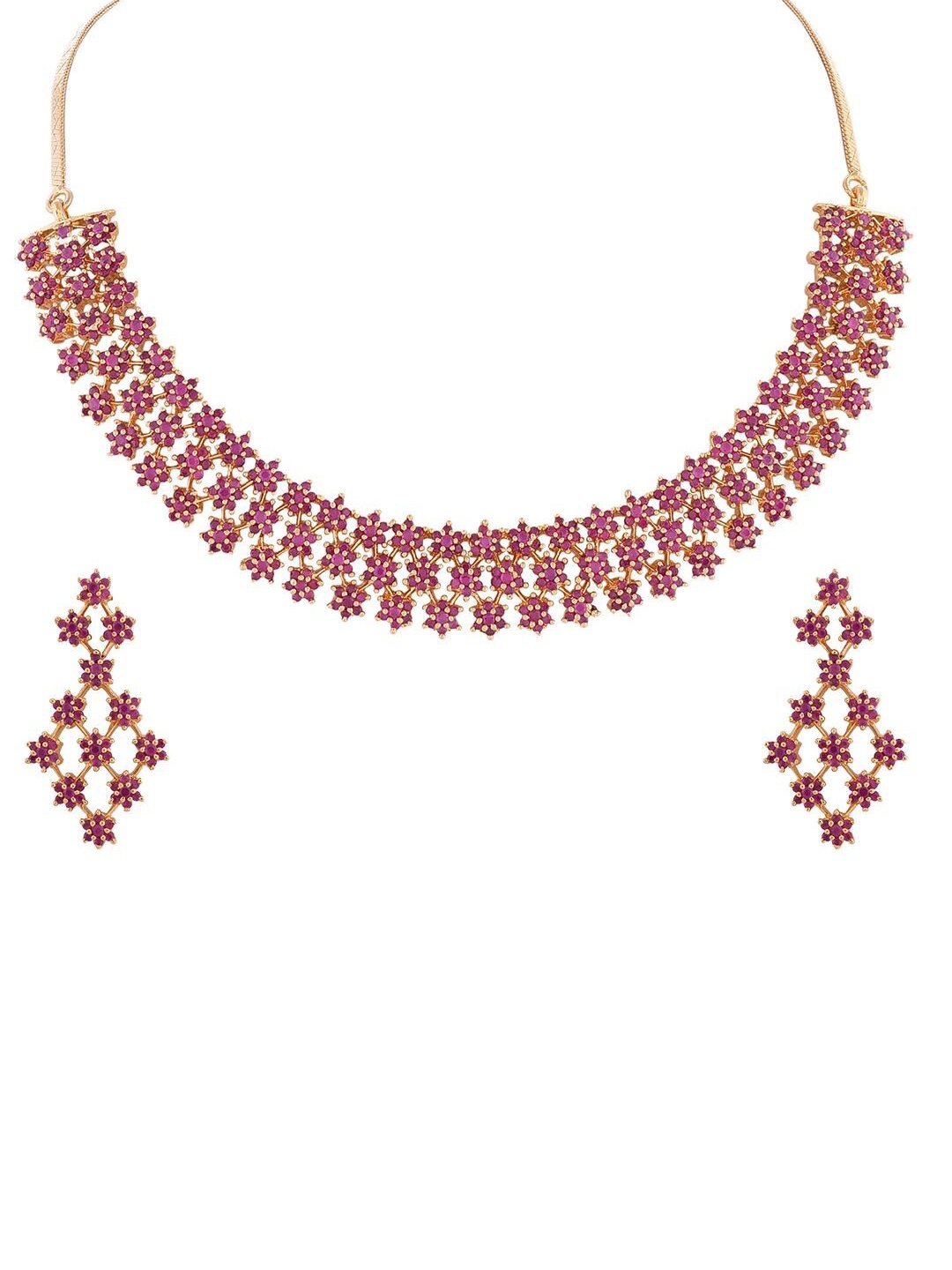 

RATNAVALI JEWELS Gold-Plated CZ Studded Jewellery Set