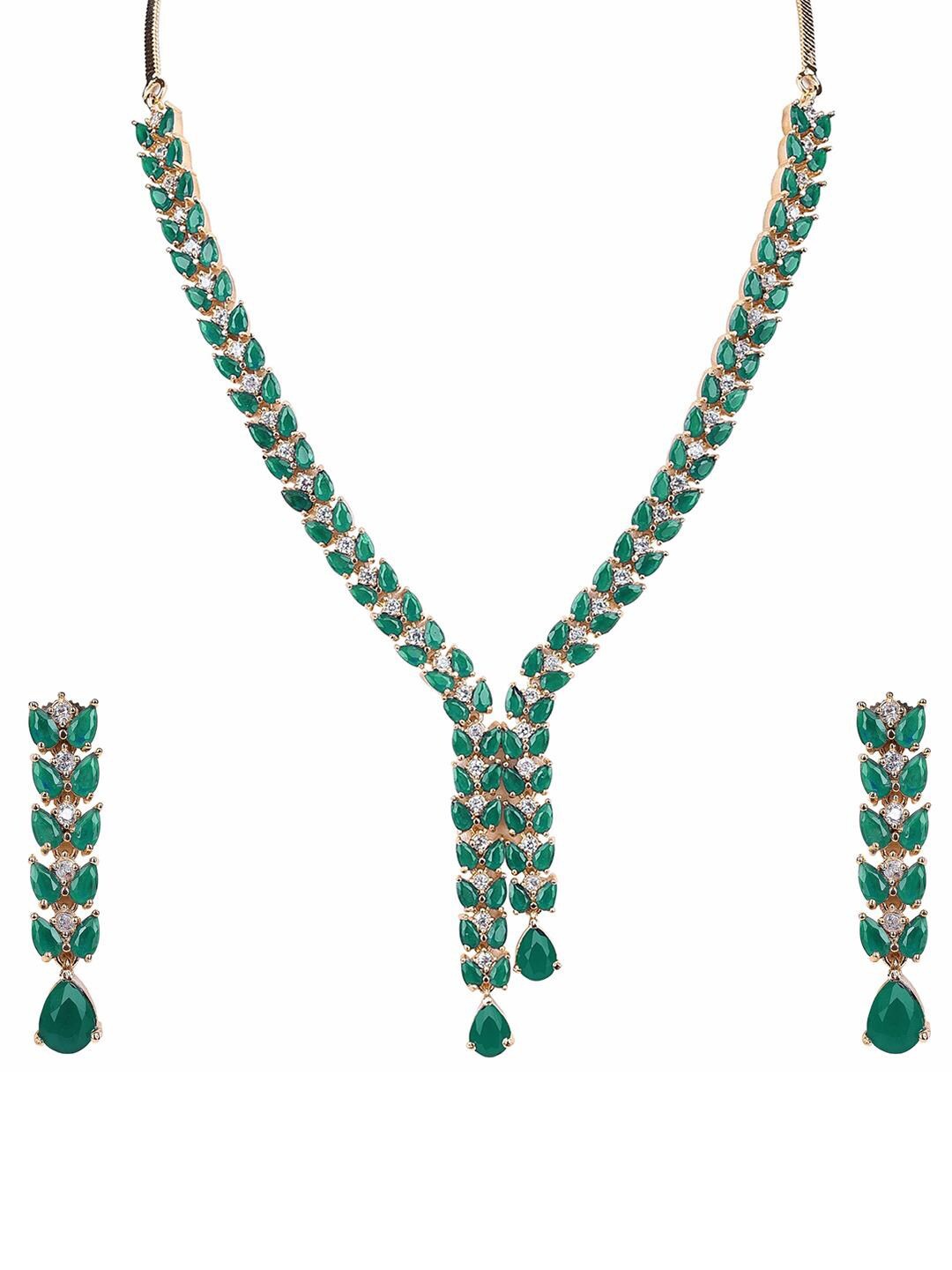 

RATNAVALI JEWELS Gold-Plated CZ Studded Jewellery Set