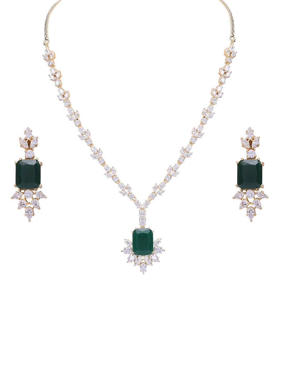 

RATNAVALI JEWELS Gold-Plated CZ Studded Jewellery Set