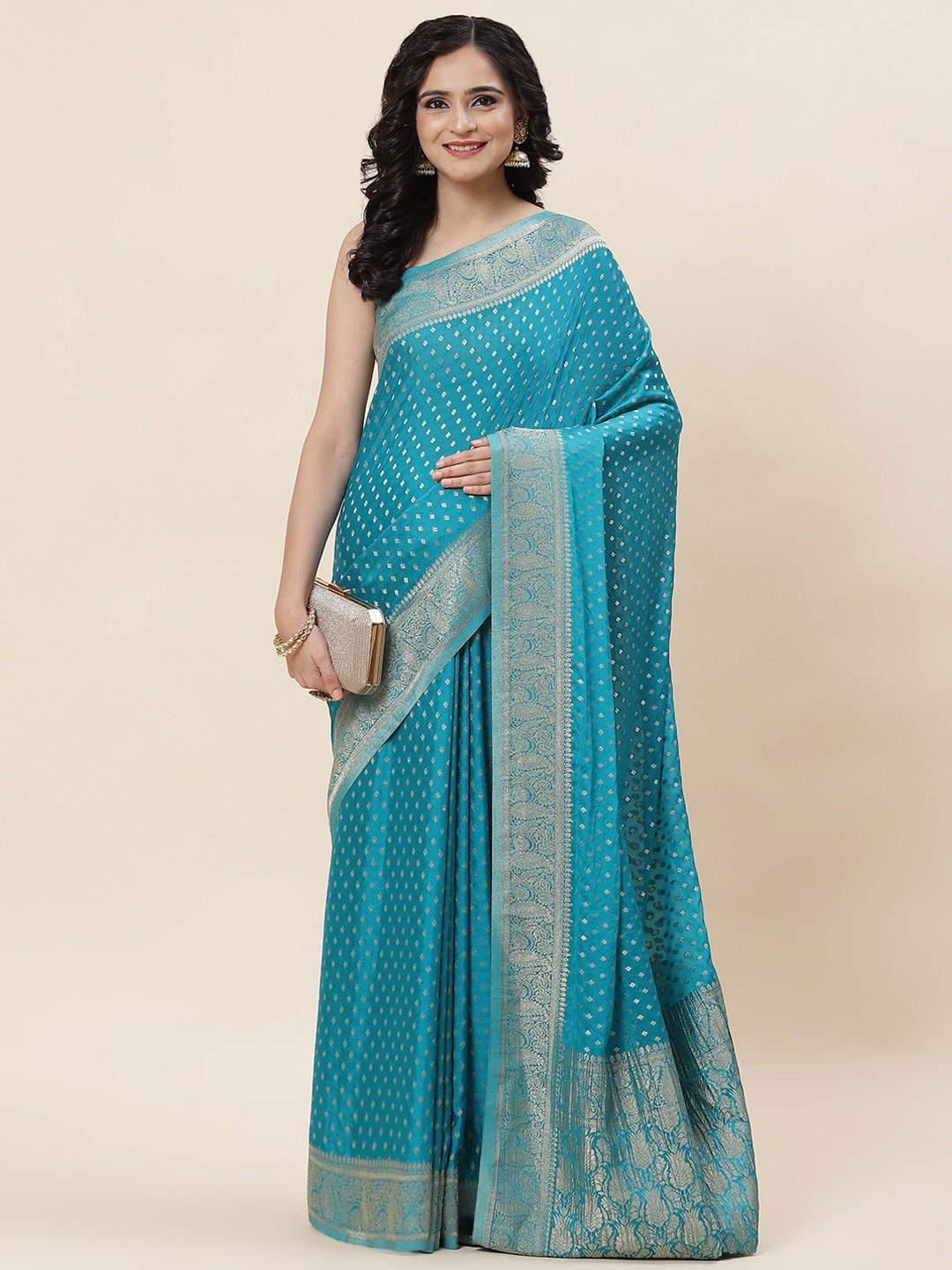 

Meena Bazaar Woven Design Zari Saree, Blue