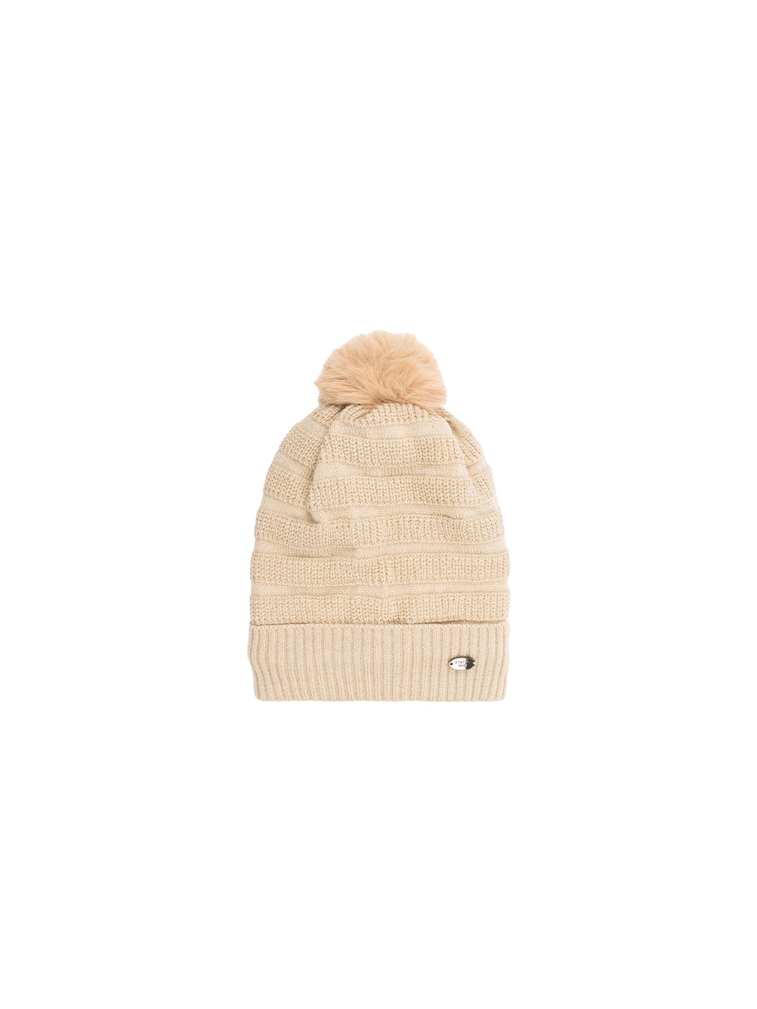

Status Quo Women Self Design Acrylic Beanie, Beige