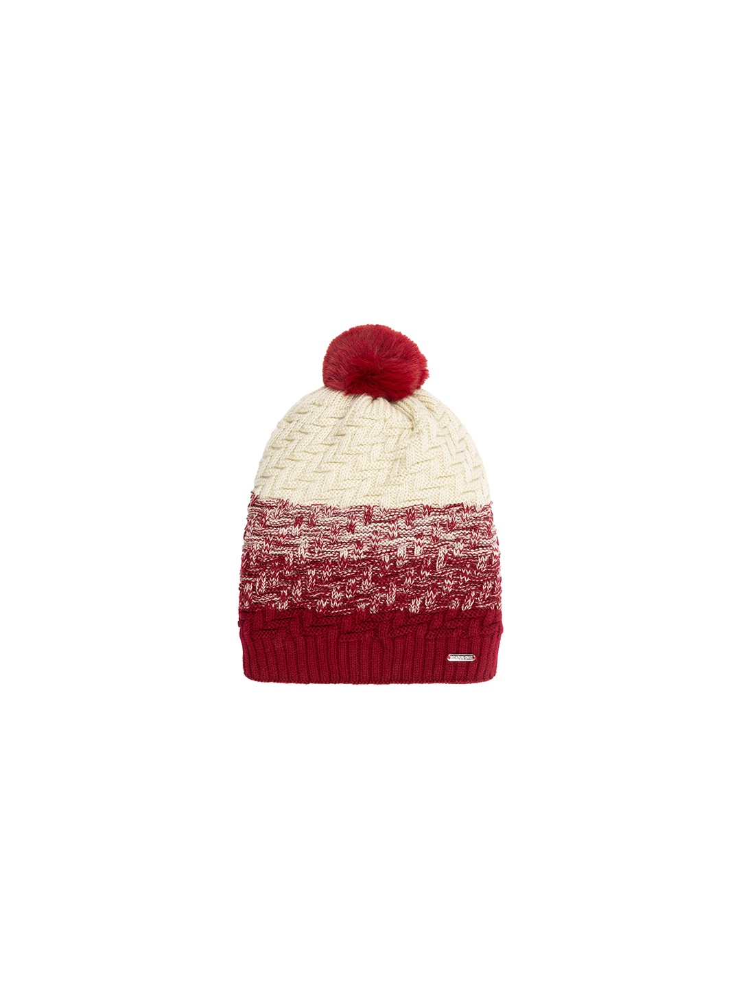 

Status Quo Women Colourblocked Acrylic Beanie, Maroon