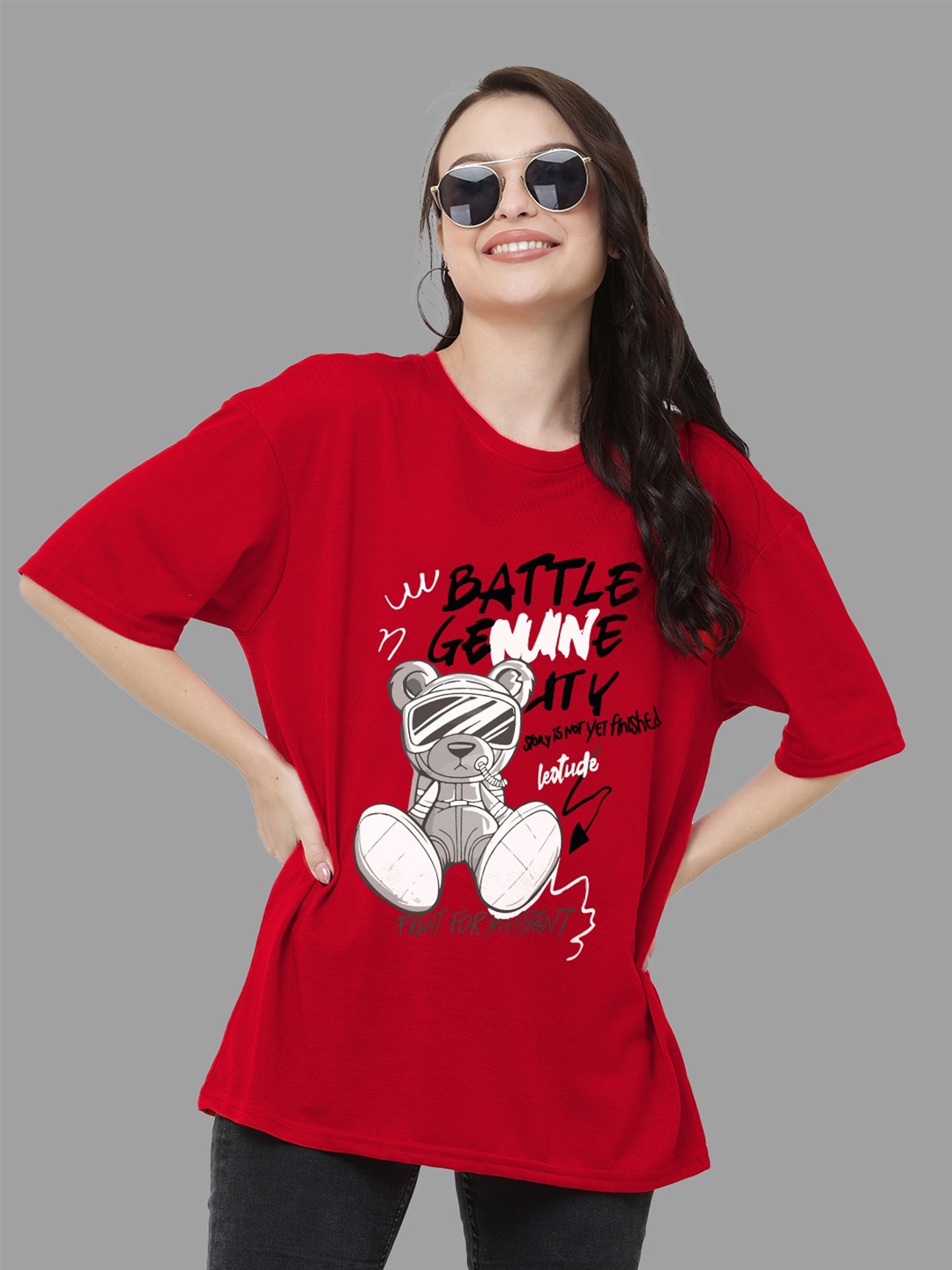 

Leotude Printed Oversized T-shirt, Red