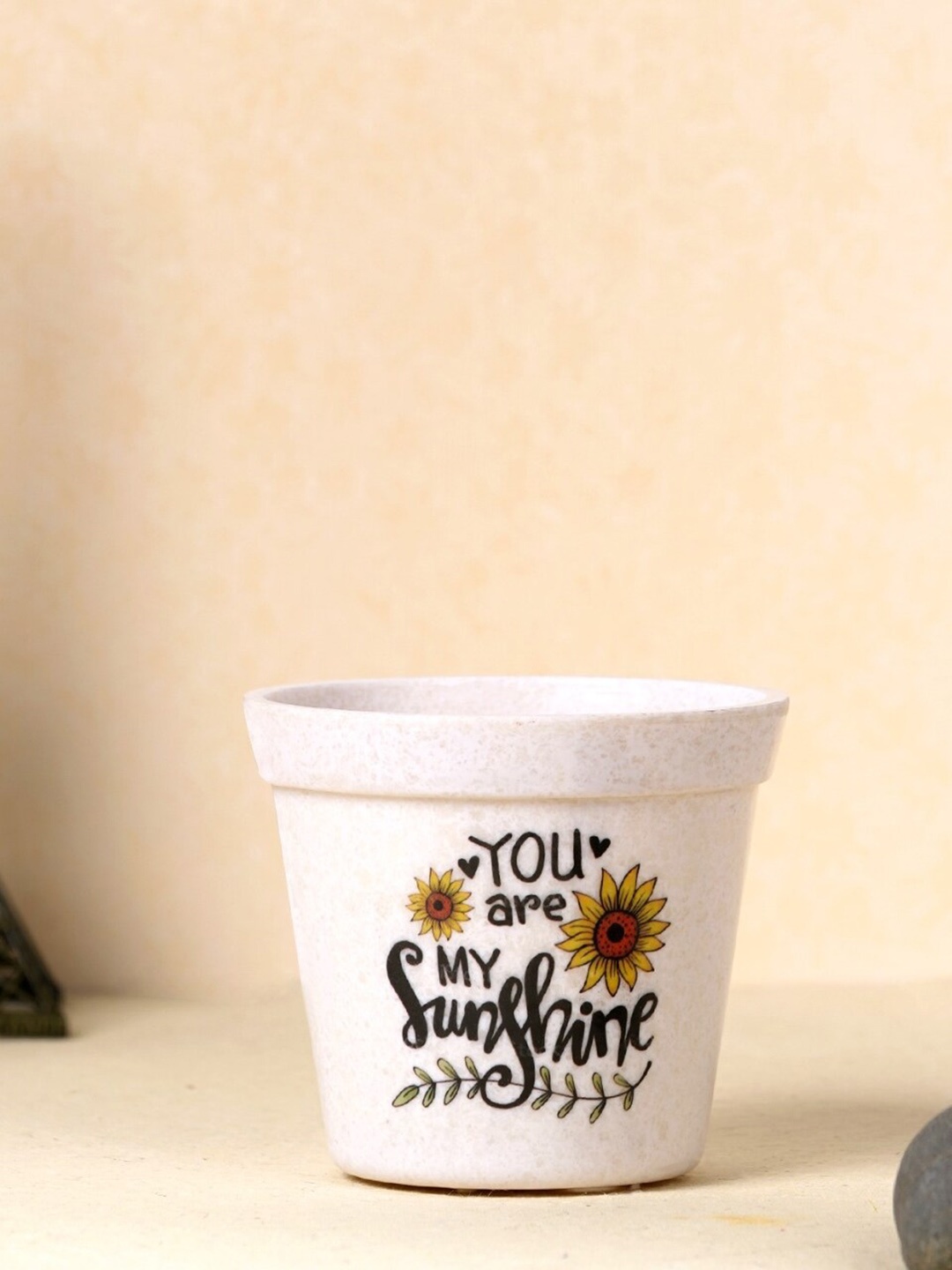 

ecofynd Pubela Printed Melamine Planters, White