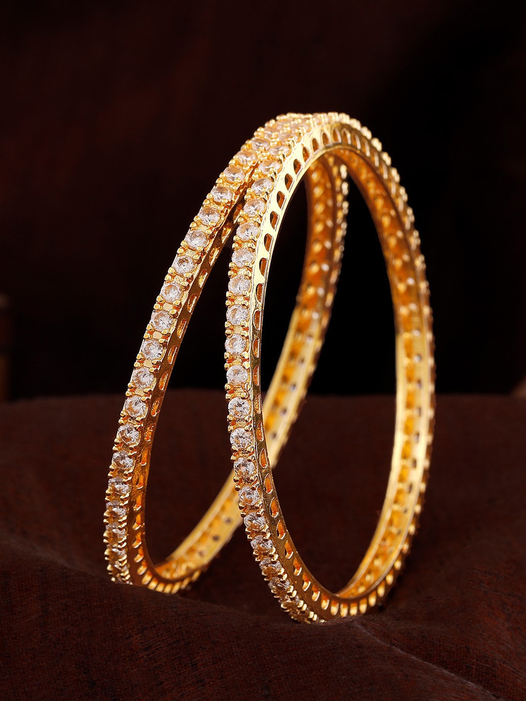 

Estele Set Of 2 Gold Plated & AD Studded Bangle