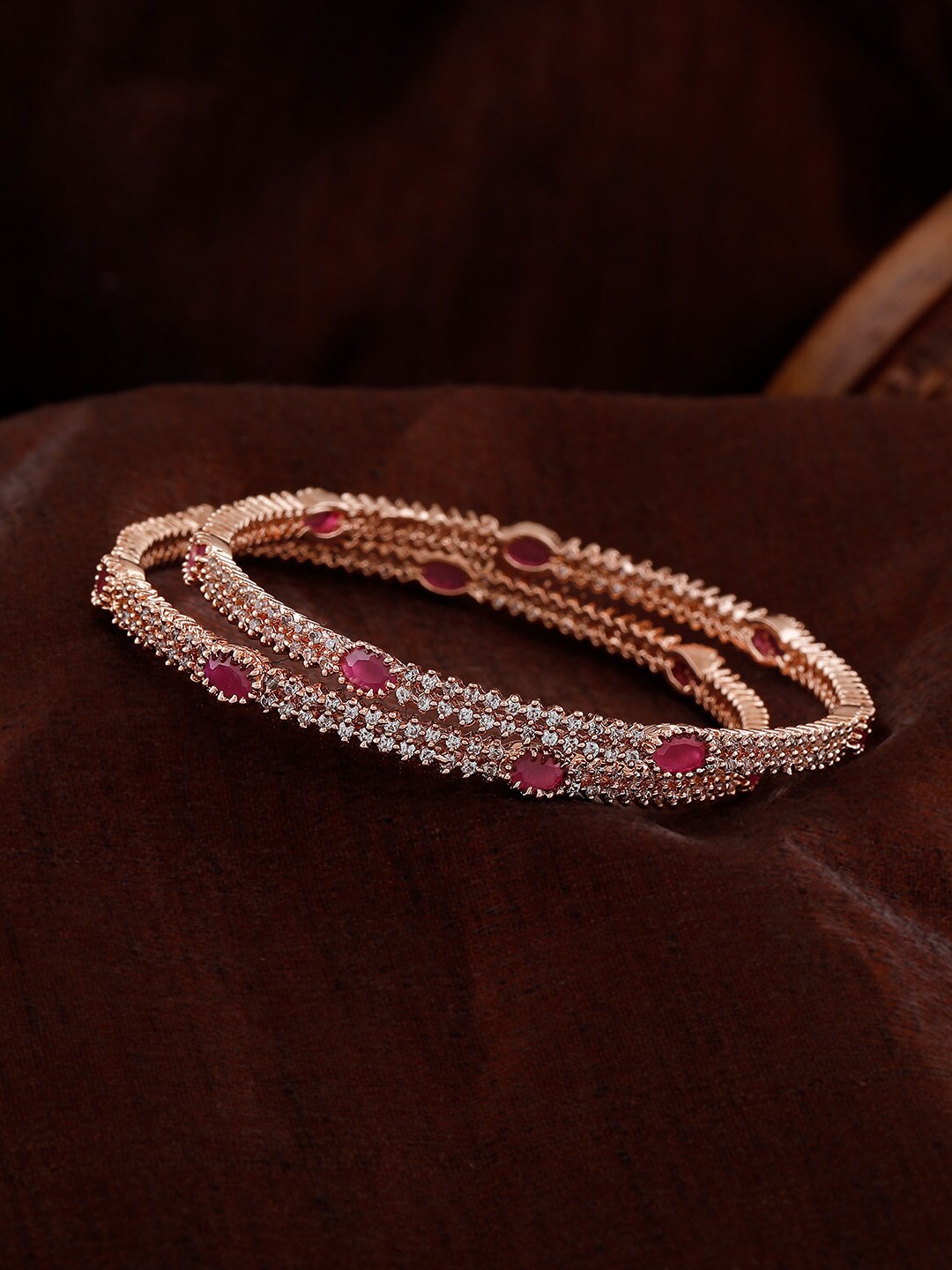 

Estele Set Of 2 Rose Gold Plated & AD Studded Bangle