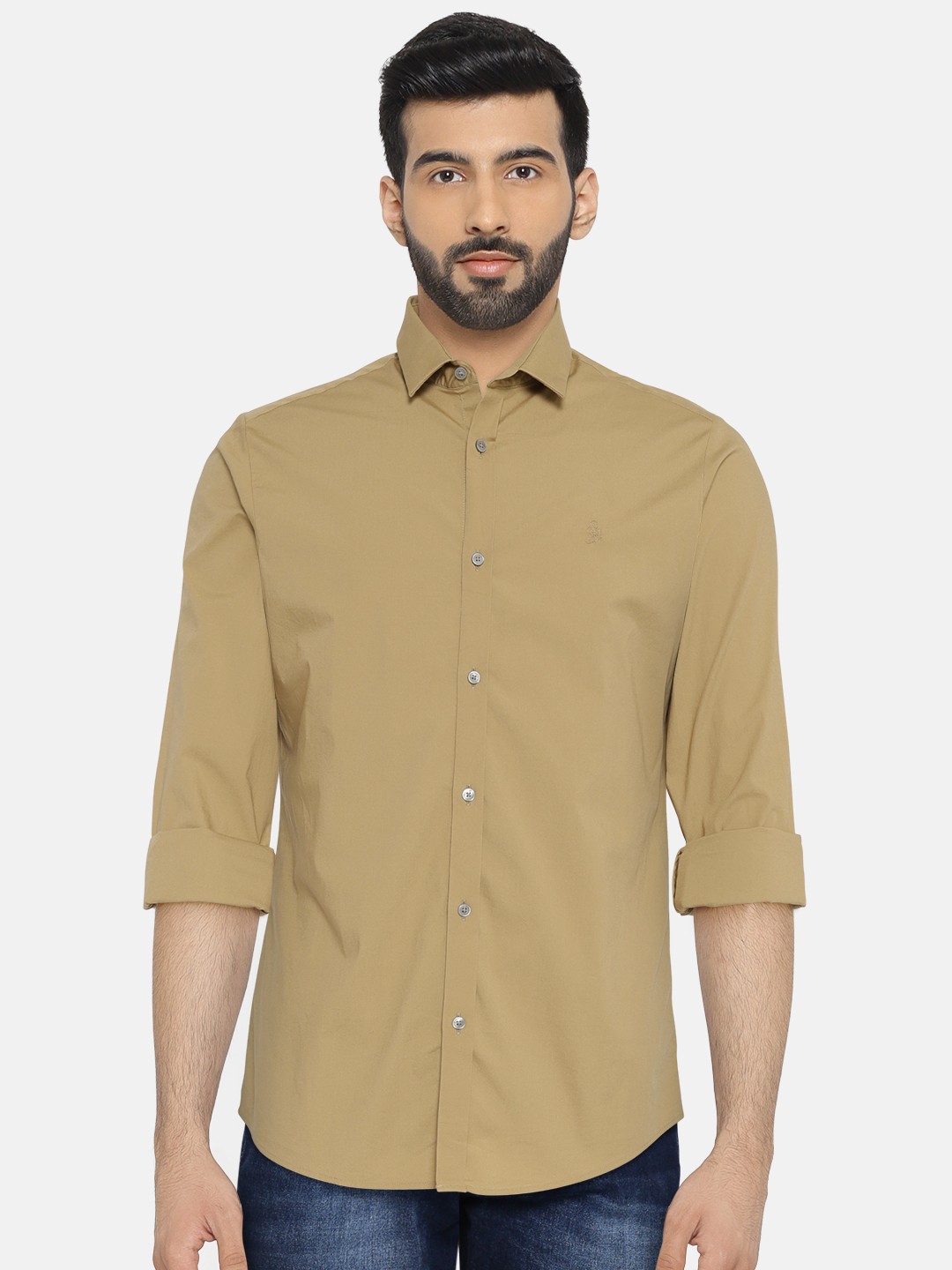 

Being Human Clothing Men Khaki Slim Fit Solid Casual Shirt