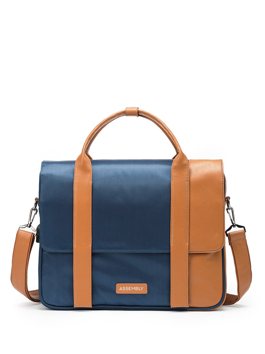 

Assembly Unisex Colourblocked Textured 16 Inch Laptop Bag, Blue