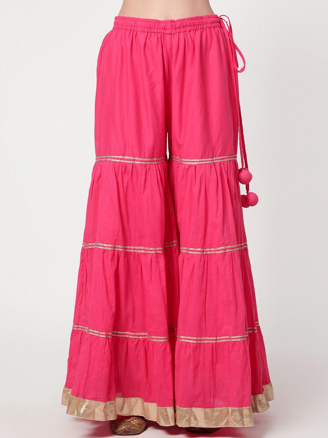

Spring Soul Women Flared Ethnic Sharara with Gotta Patti Detail, Fuchsia