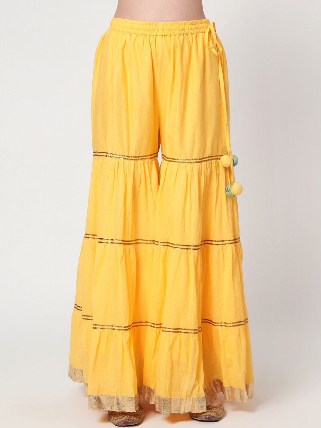 

Spring Soul Women Flared Ethnic Sharara with Gotta Patti Detail, Yellow