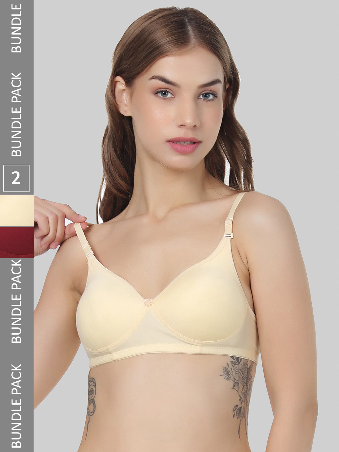 

FUNAHME Pack of 2 Full Coverage Lightly Padded Bra With All Day Comfort, Cream