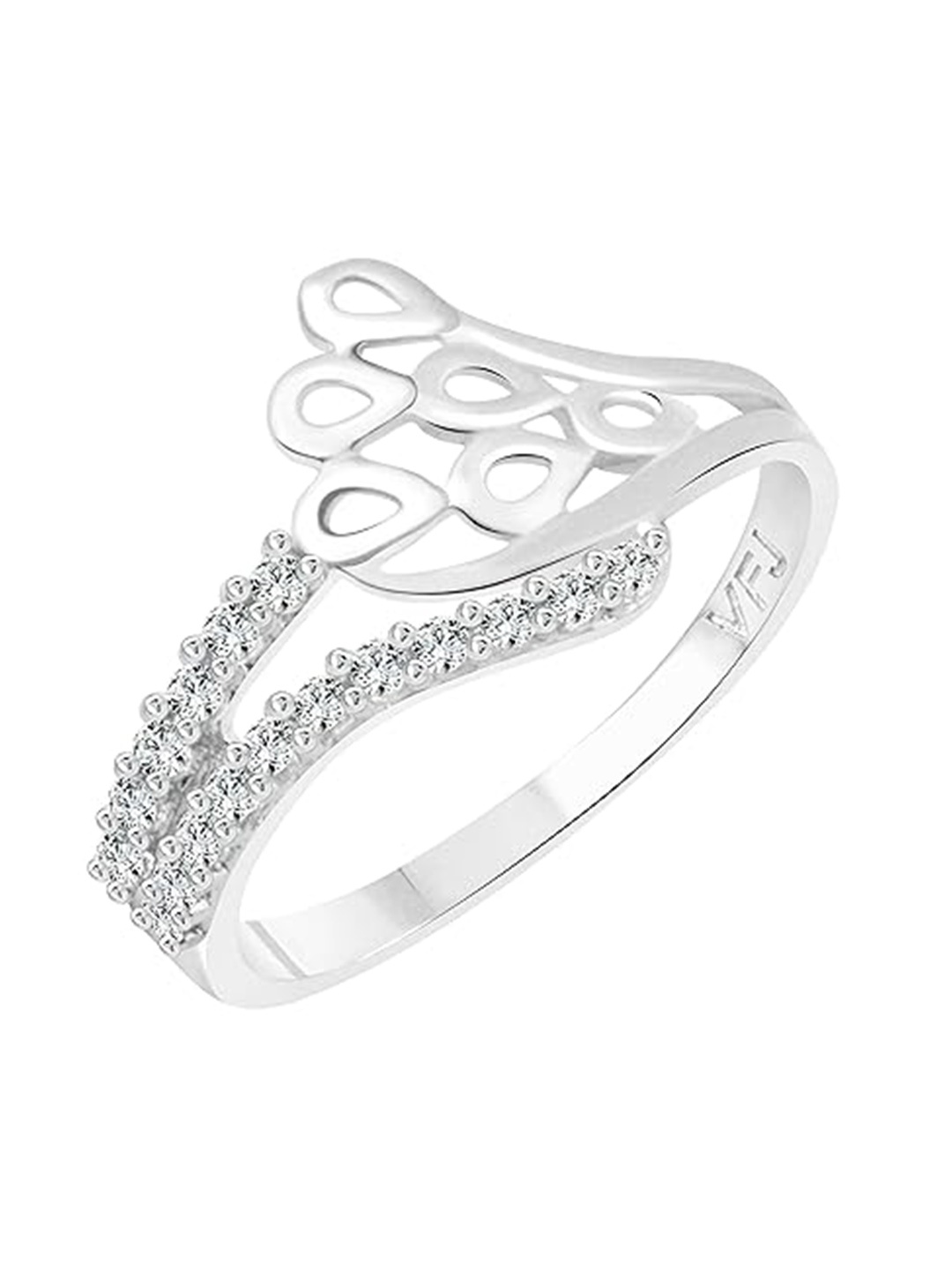 

Vighnaharta Rhodium Plated & CZ Studded Finger Ring, Silver