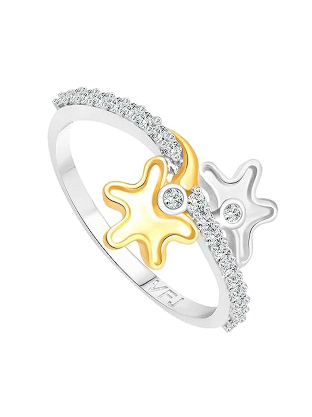 

Vighnaharta Rhodium Plated & CZ Studded Finger Ring, Silver