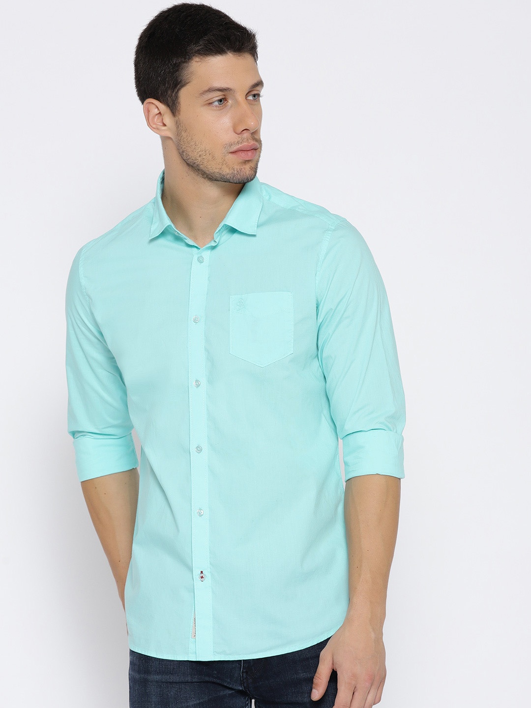 

Being Human Clothing Men Blue Slim Fit Solid Casual Shirt