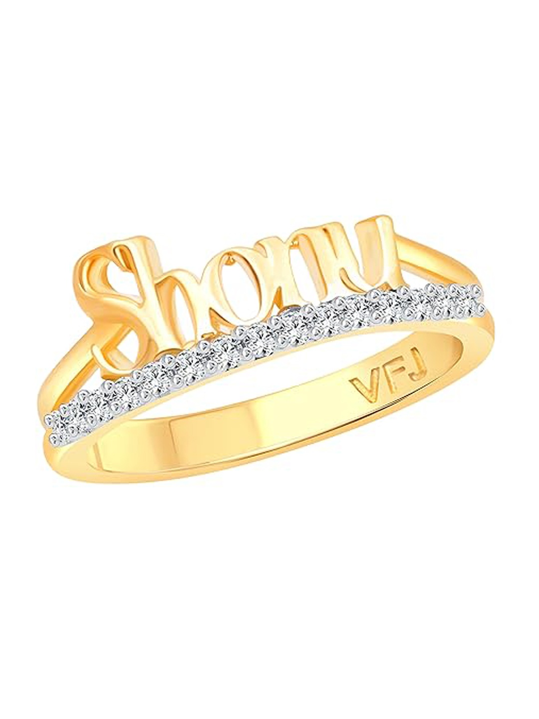 Vighnaharta Gold Plated Cubic Zirconia Studded Finger Ring