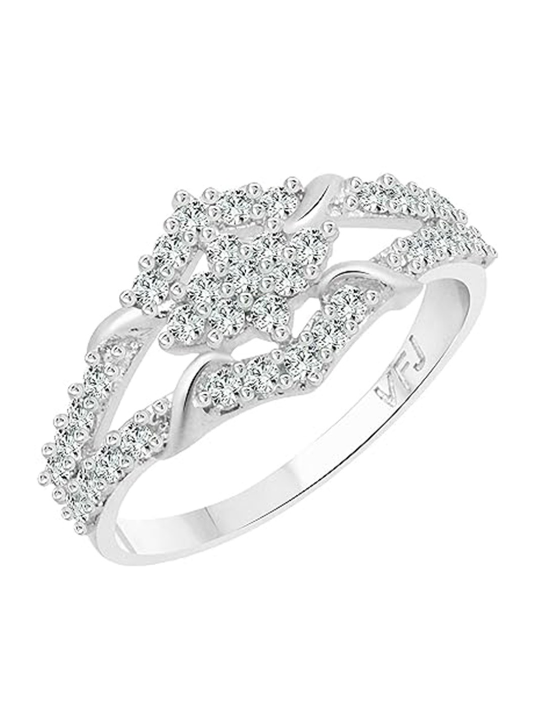 

Vighnaharta Rhodium Plated & CZ Studded Finger Ring, Silver