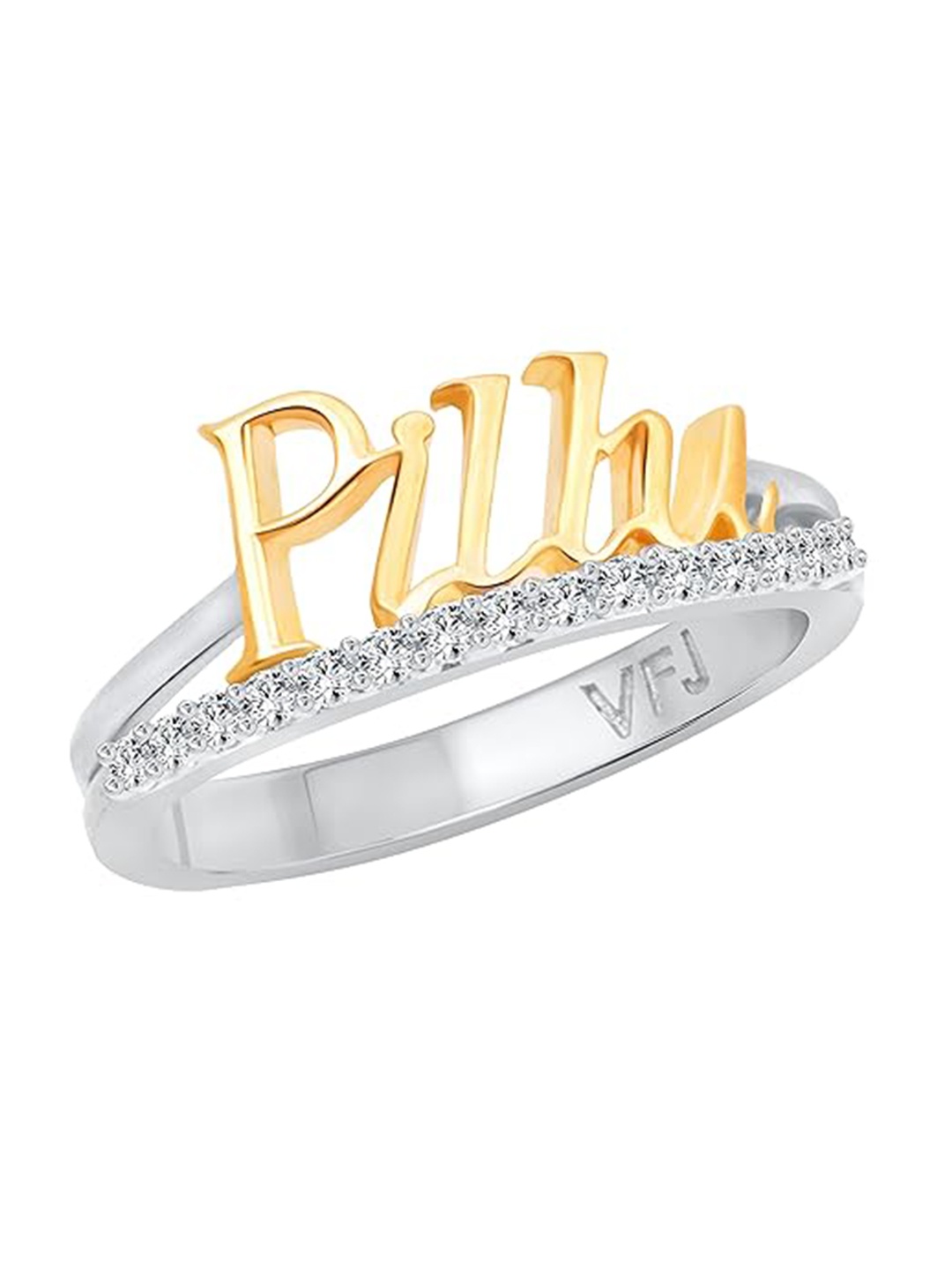

Vighnaharta Rhodium Plated & CZ Studded Finger Ring, Silver