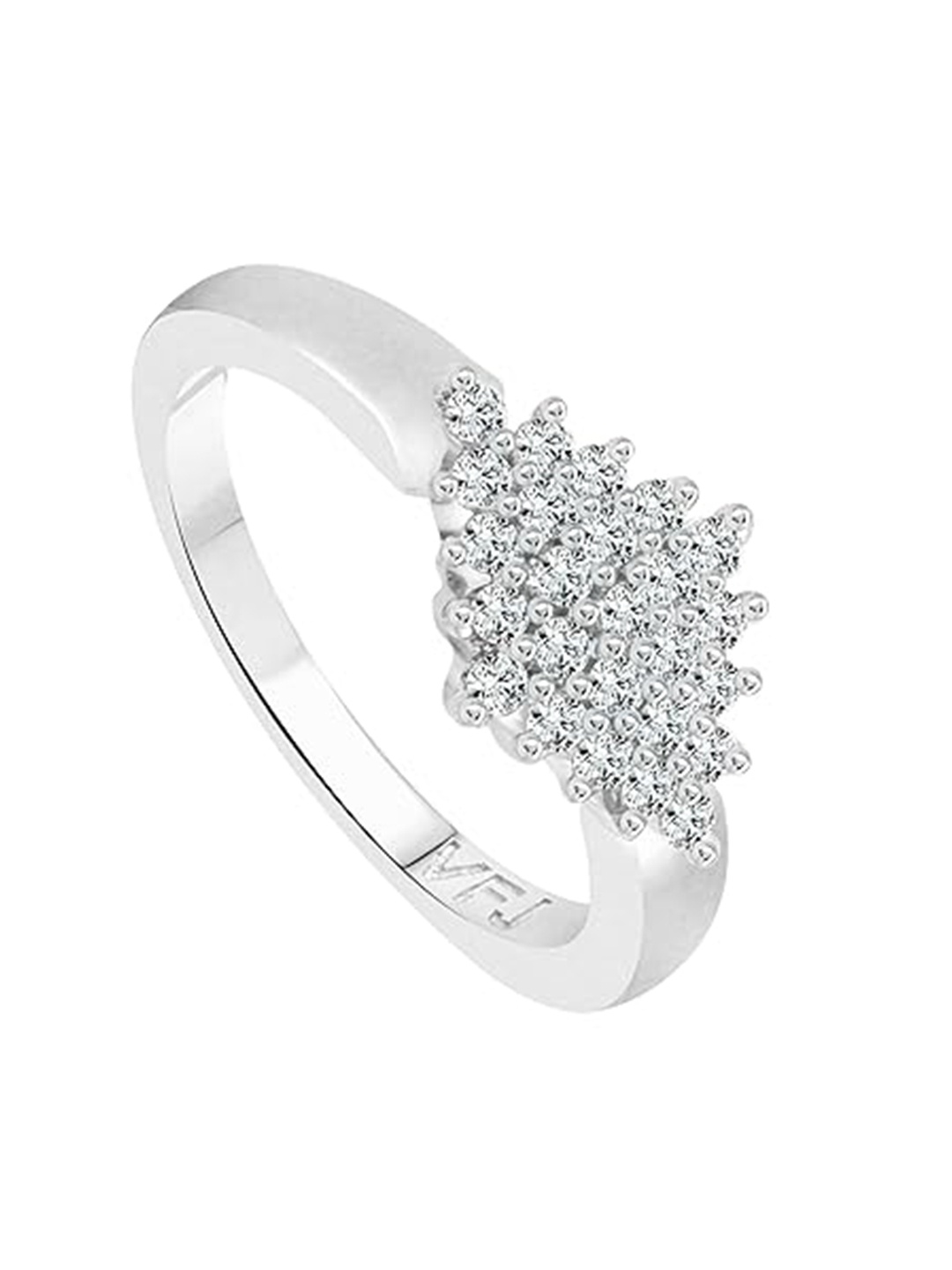 

Vighnaharta Rhodium Plated & CZ Studded Finger Ring, Silver