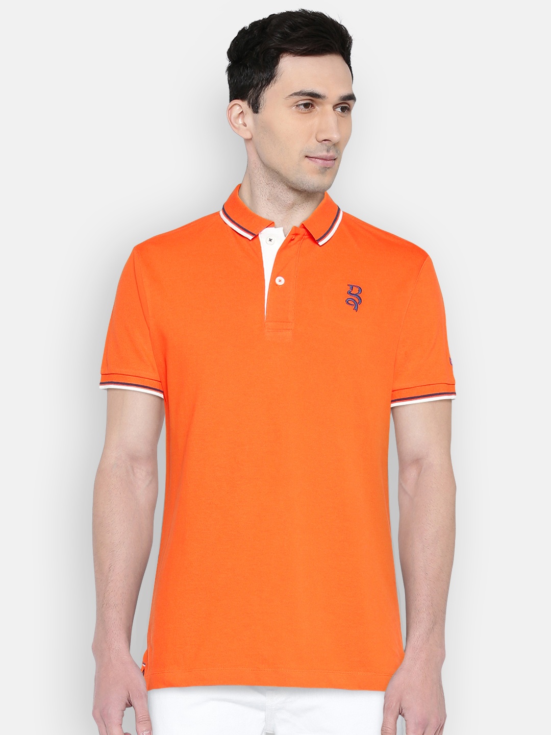 

Being Human Men Orange Solid Polo Collar Pure Cotton T-shirt