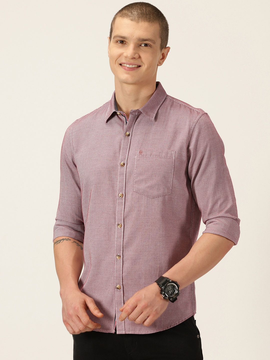 

Thomas Scott Smart Slim Fit Pure Cotton Opaque Casual Shirt, Maroon