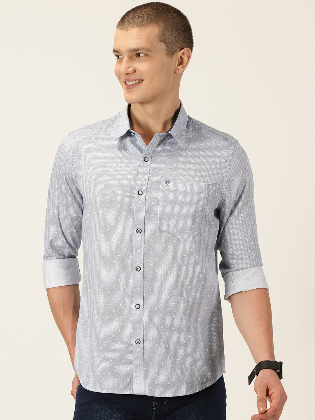 

Thomas Scott Micro Ditsy Smart Slim Fit Opaque Cotton Casual Shirt, Blue