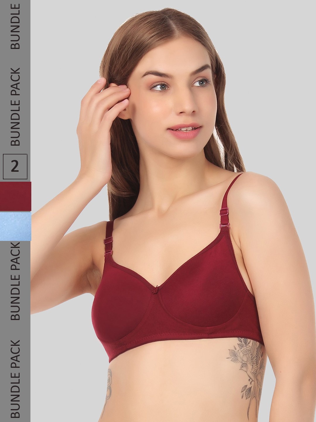 

FUNAHME Pack of 2 Full Coverage Lightly Padded Bra With All Day Comfort, Blue