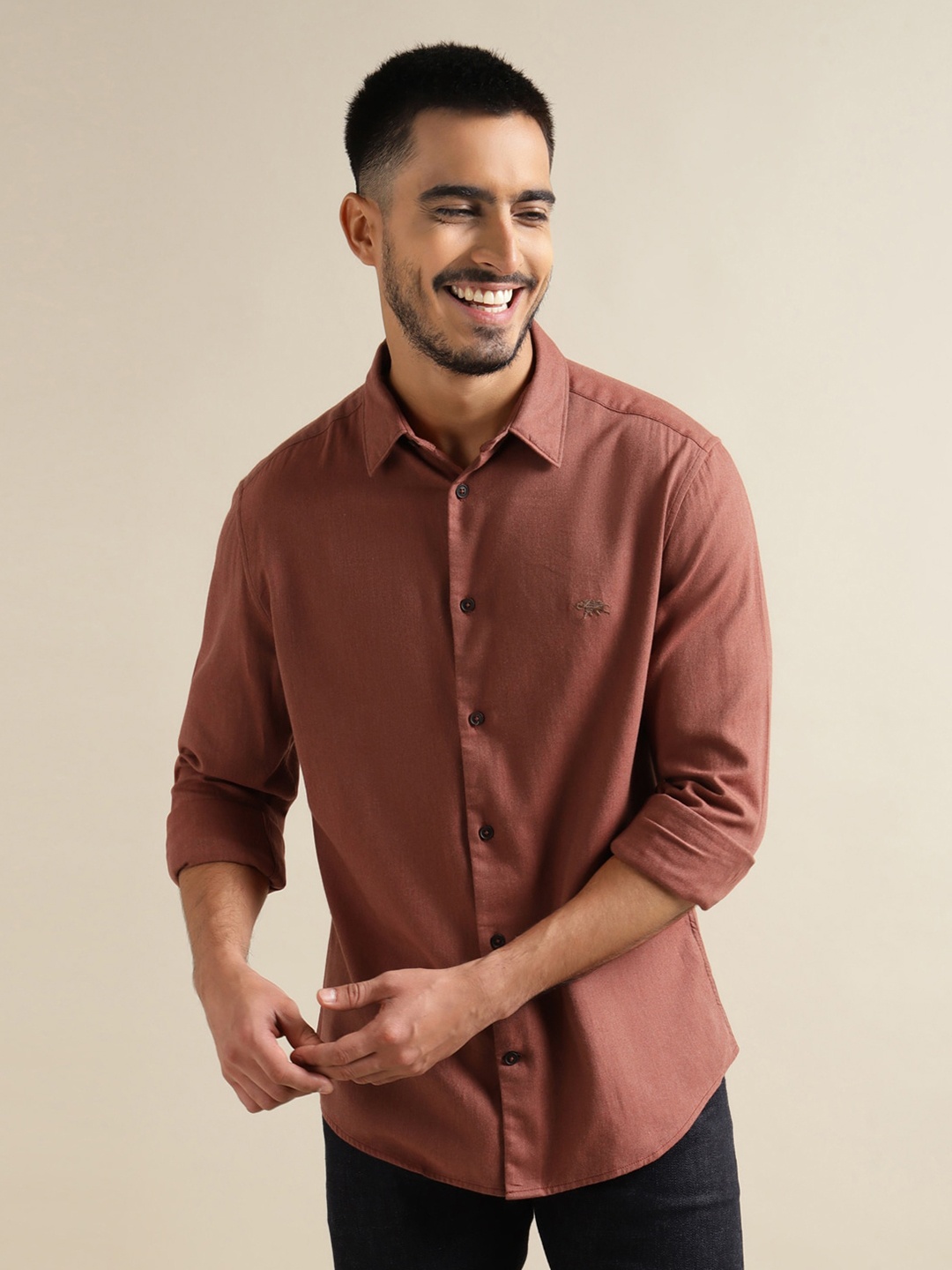 

Andamen Premium Slim Fit Cotton Casual Shirt, Rust