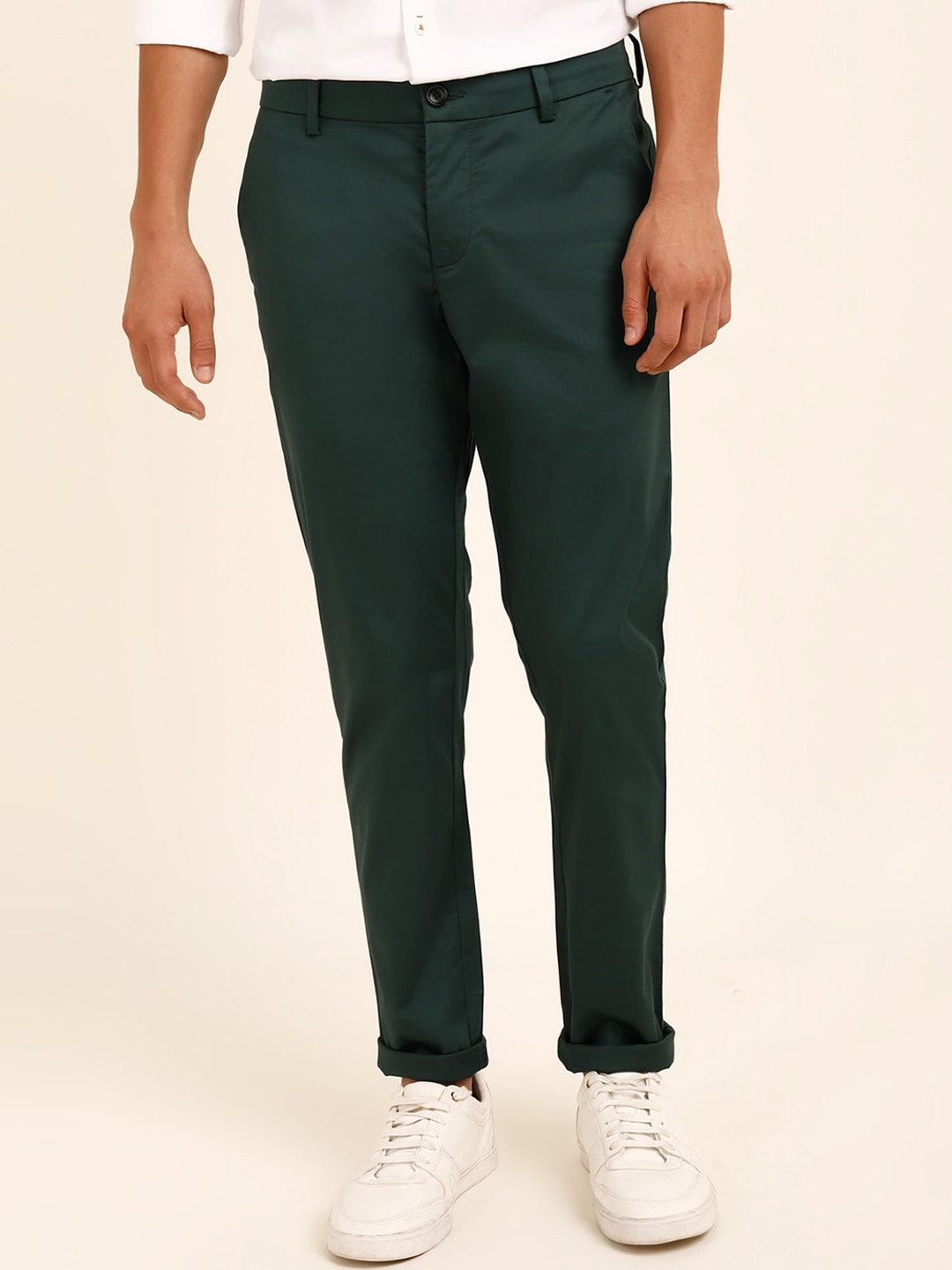 

Andamen Men Ultra Slim Fit Cotton Chinos Trousers, Green