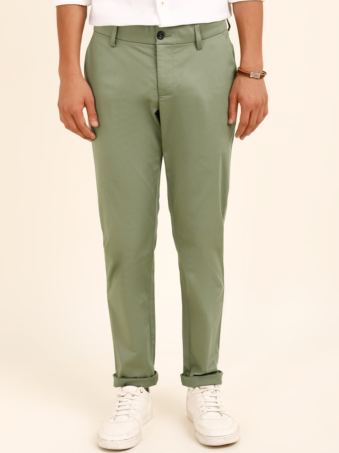 

Andamen Men Green Ultra Slim Fit Cotton Chinos