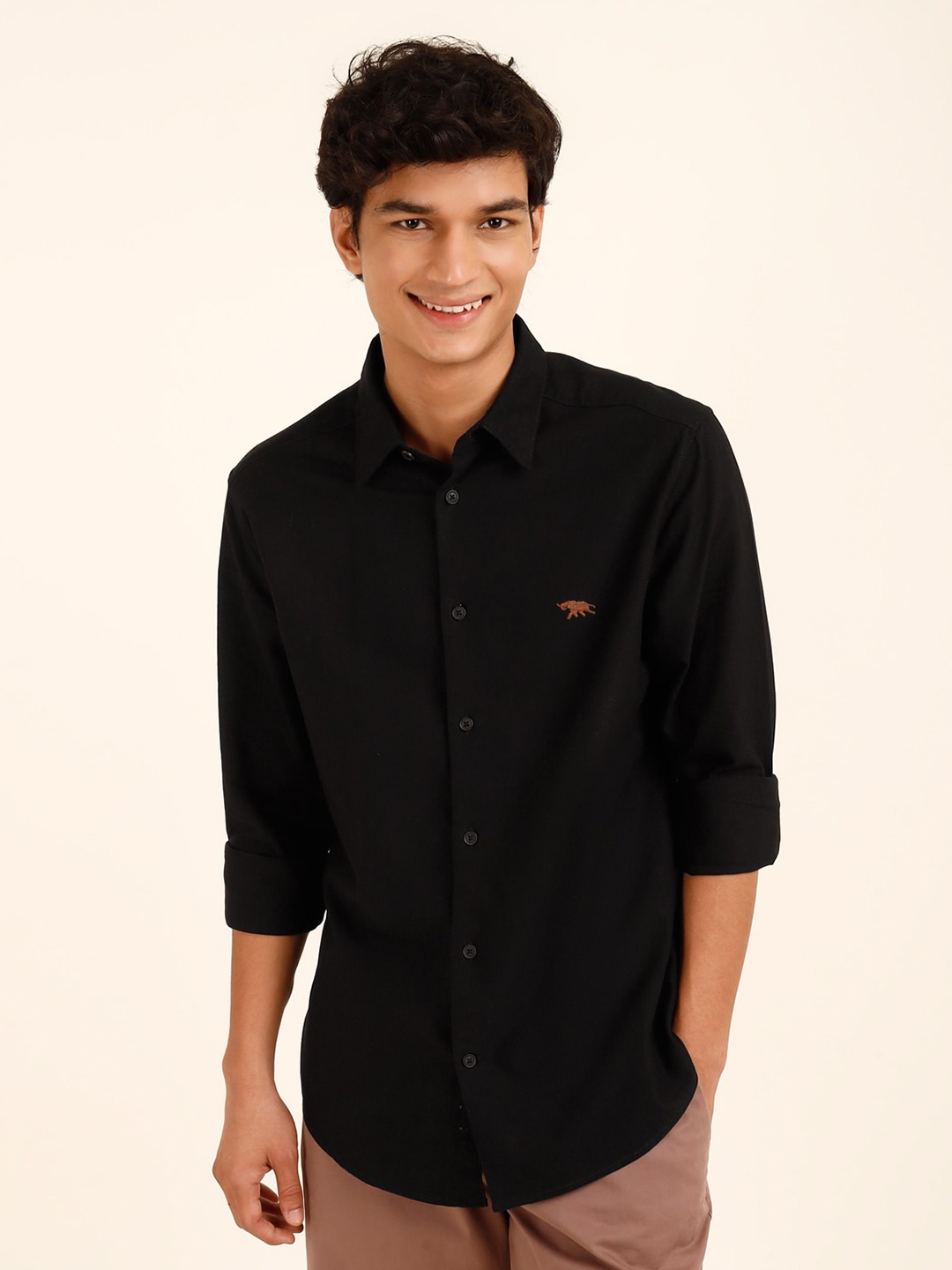 

Andamen Premium Slim Fit Cotton Casual Shirt, Black