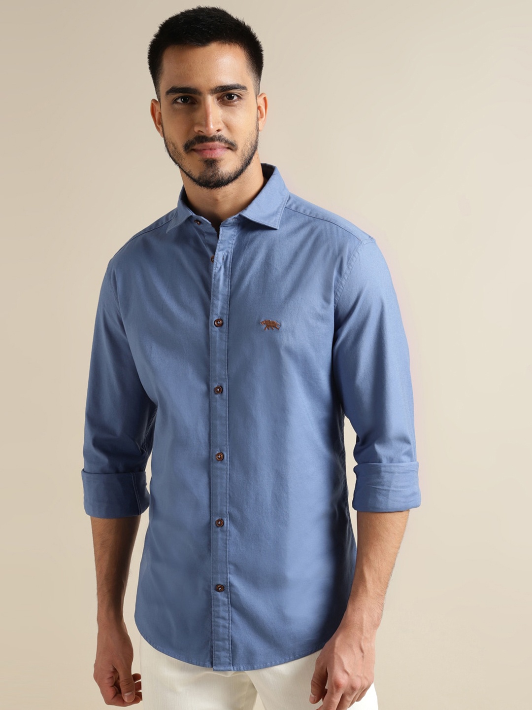 

Andamen Premium Cutaway Collar Cotton Casual Shirt, Blue