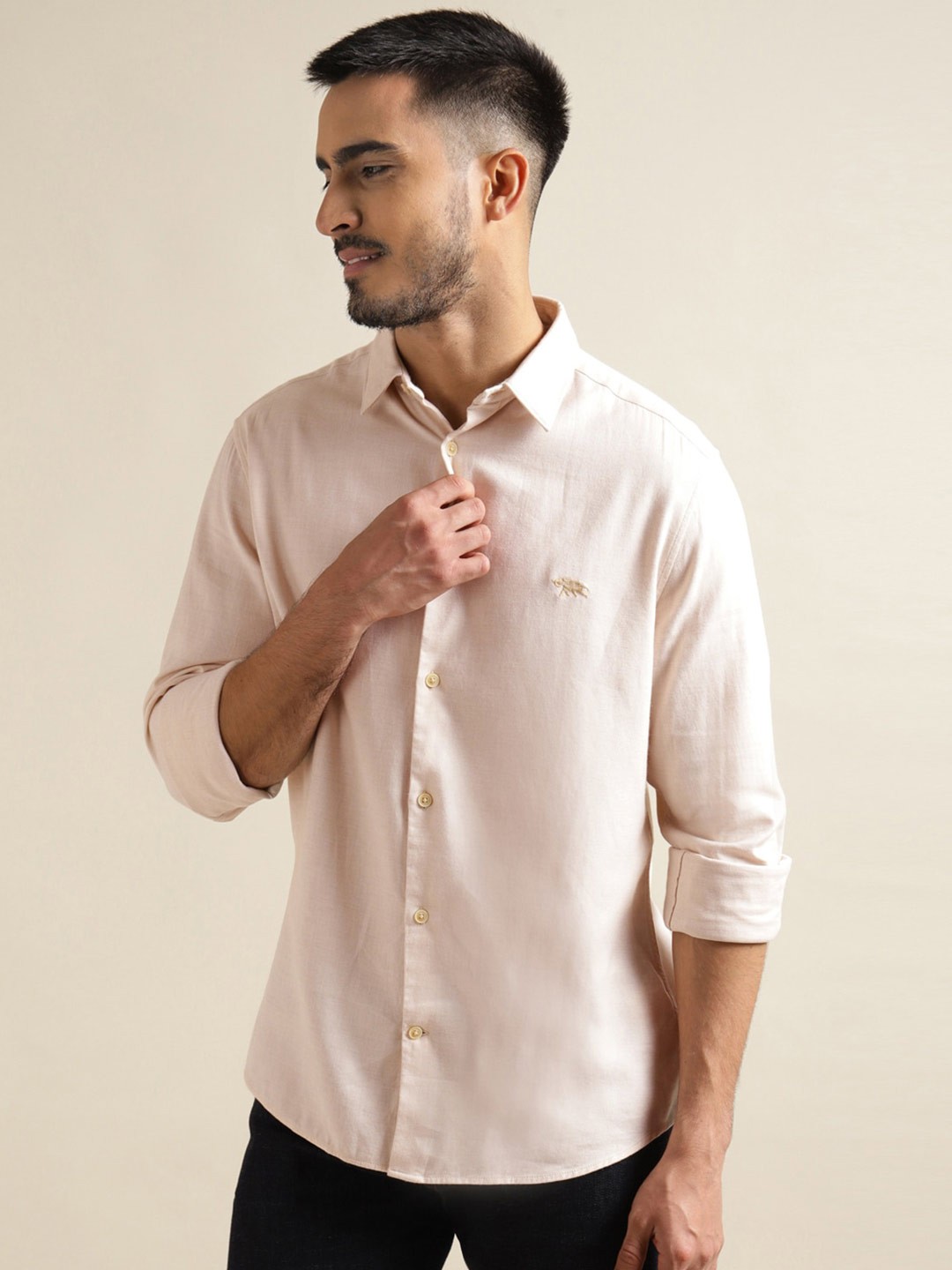 

Andamen Premium Slim Fit Cotton Casual Shirt, Beige
