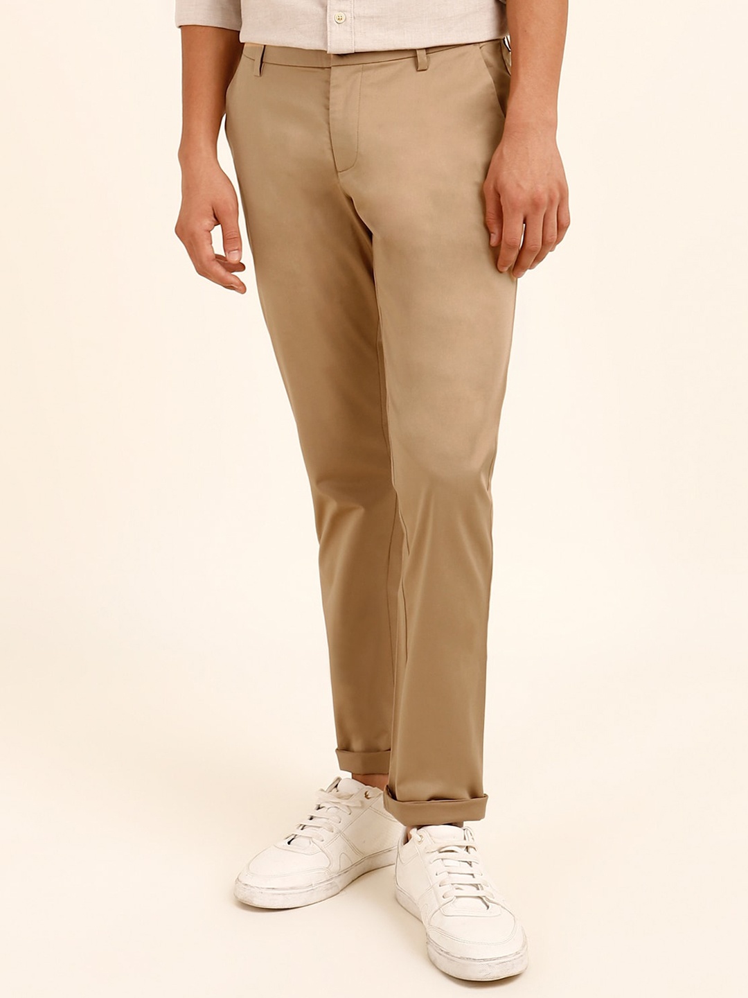 

Andamen Men Ultra Slim Fit Cotton Chinos Trousers, Khaki