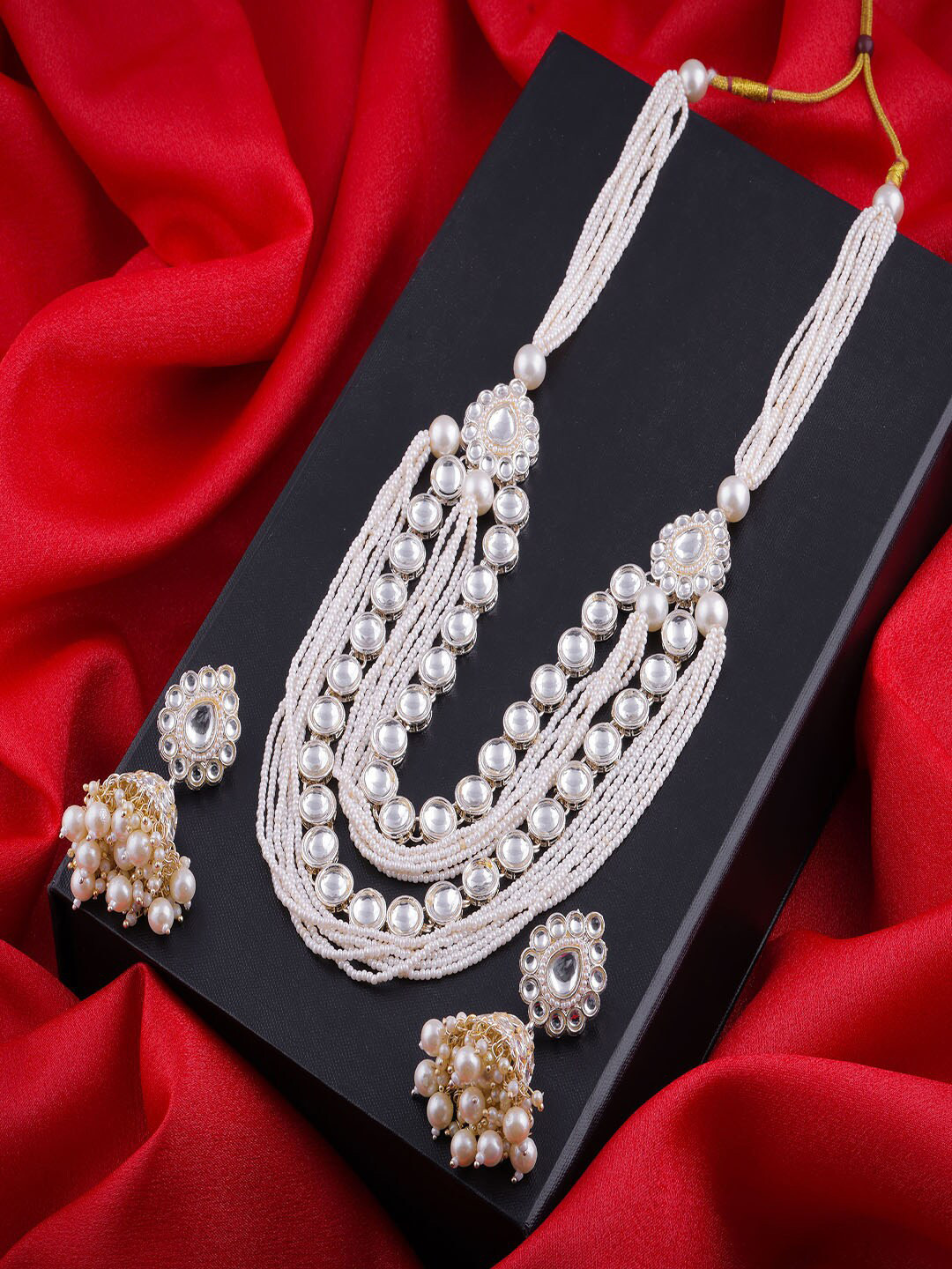 

VATSALYA creation Gold-Plated Stone-Studded & Beaded Jewellery Set
